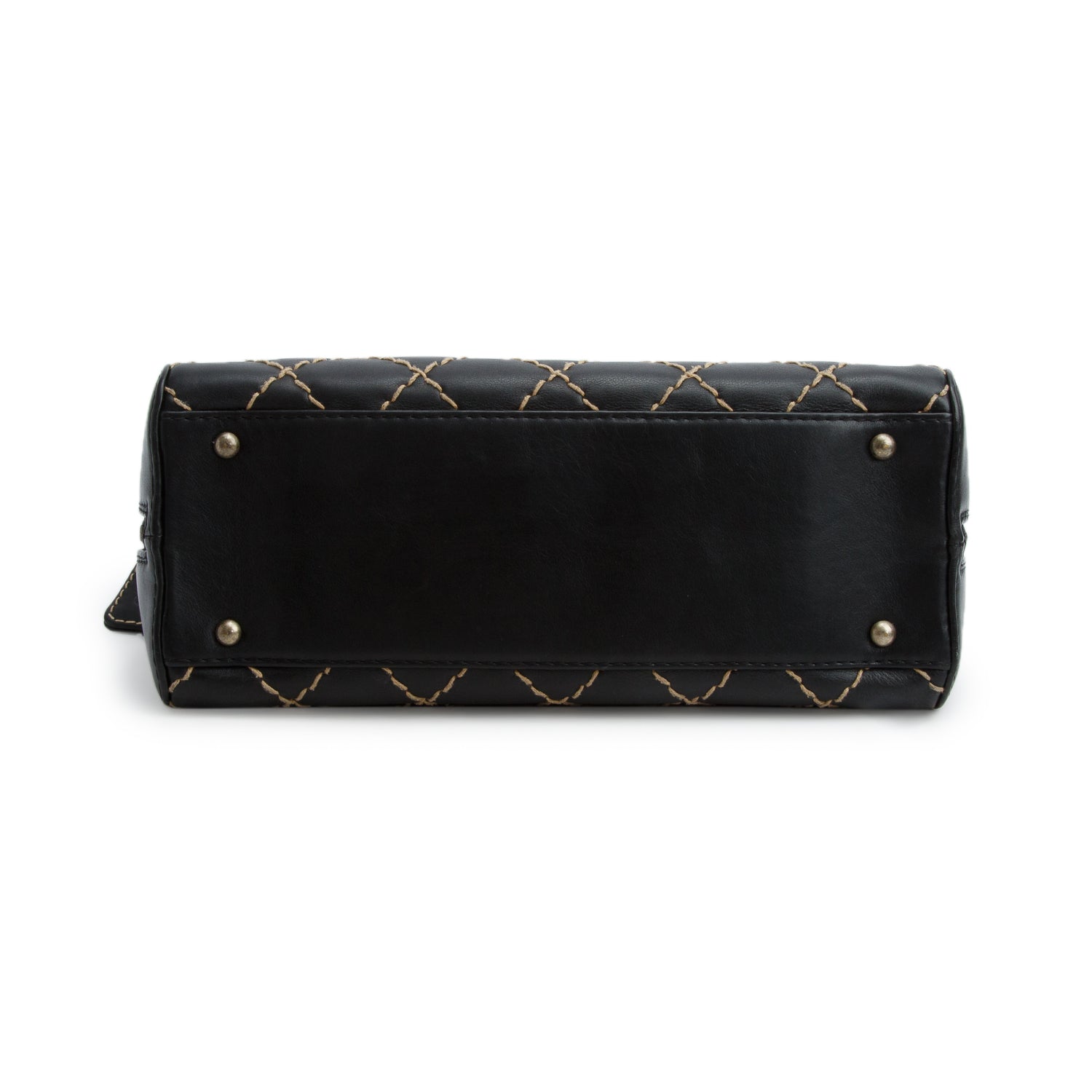 Chanel Black Calfskin Contrast Stich Surpique Bowler w/ Authenticity Card & Pouch