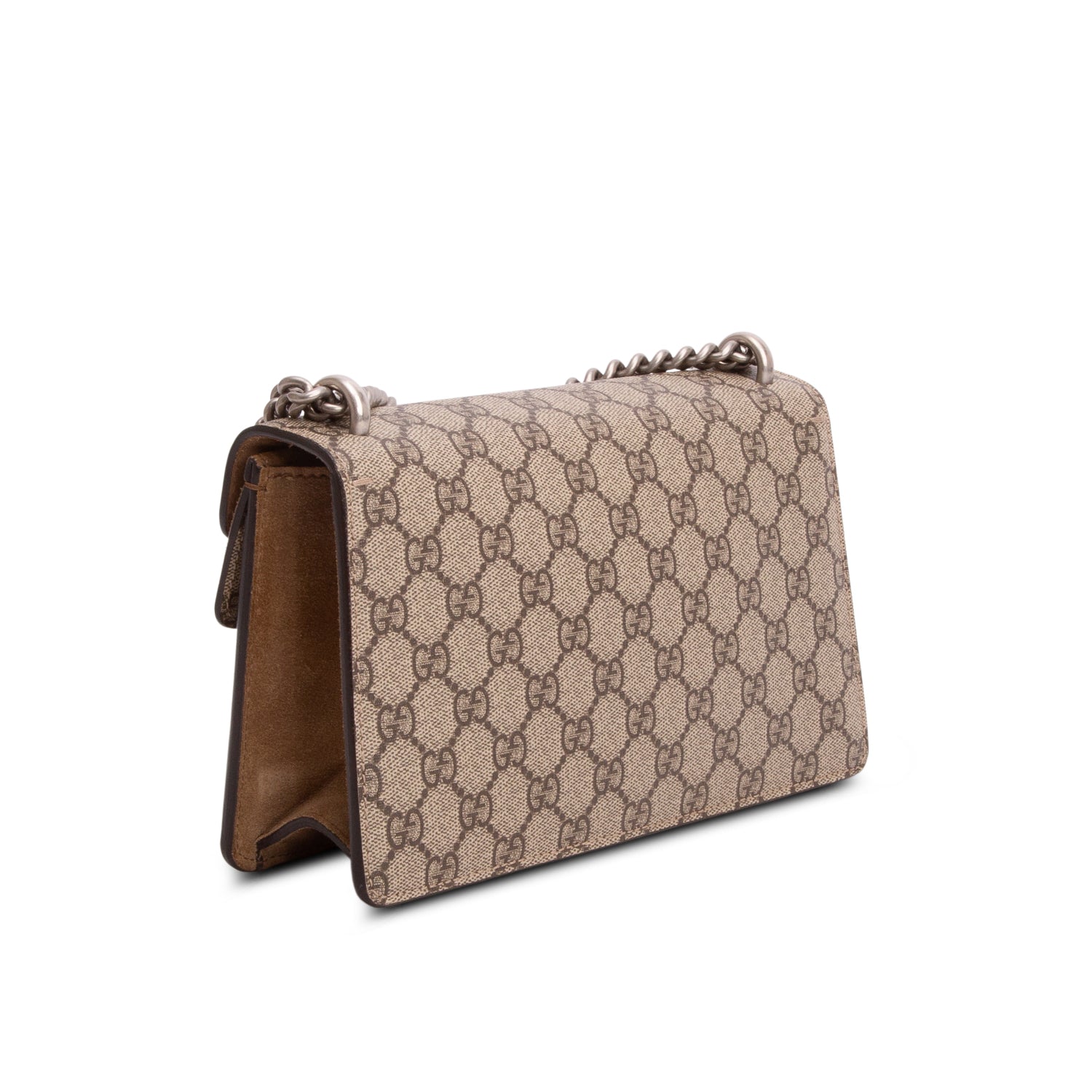 Gucci GG Supreme Monogram Suede Crystal Small Dionysus Shoulder Bag