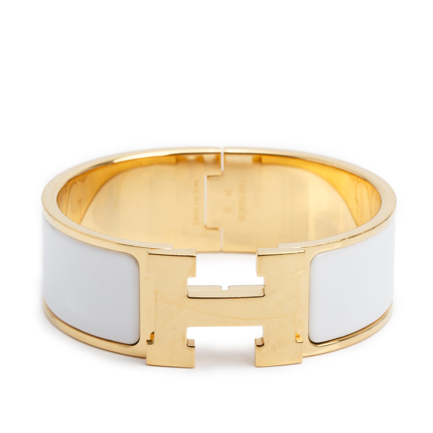 Hermes Gold-Plated White Enamel Clic Clac H Bracelet