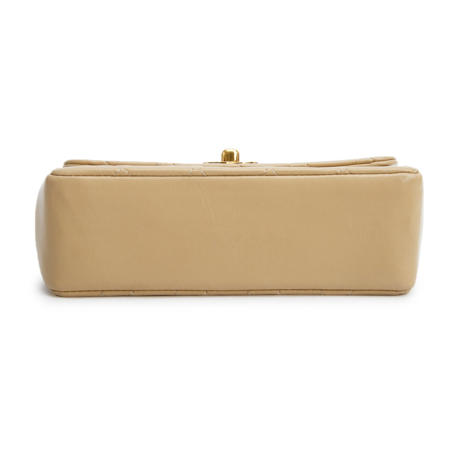 Chanel Vintage Beige Lambskin Quilted Mini Square Single Flap
