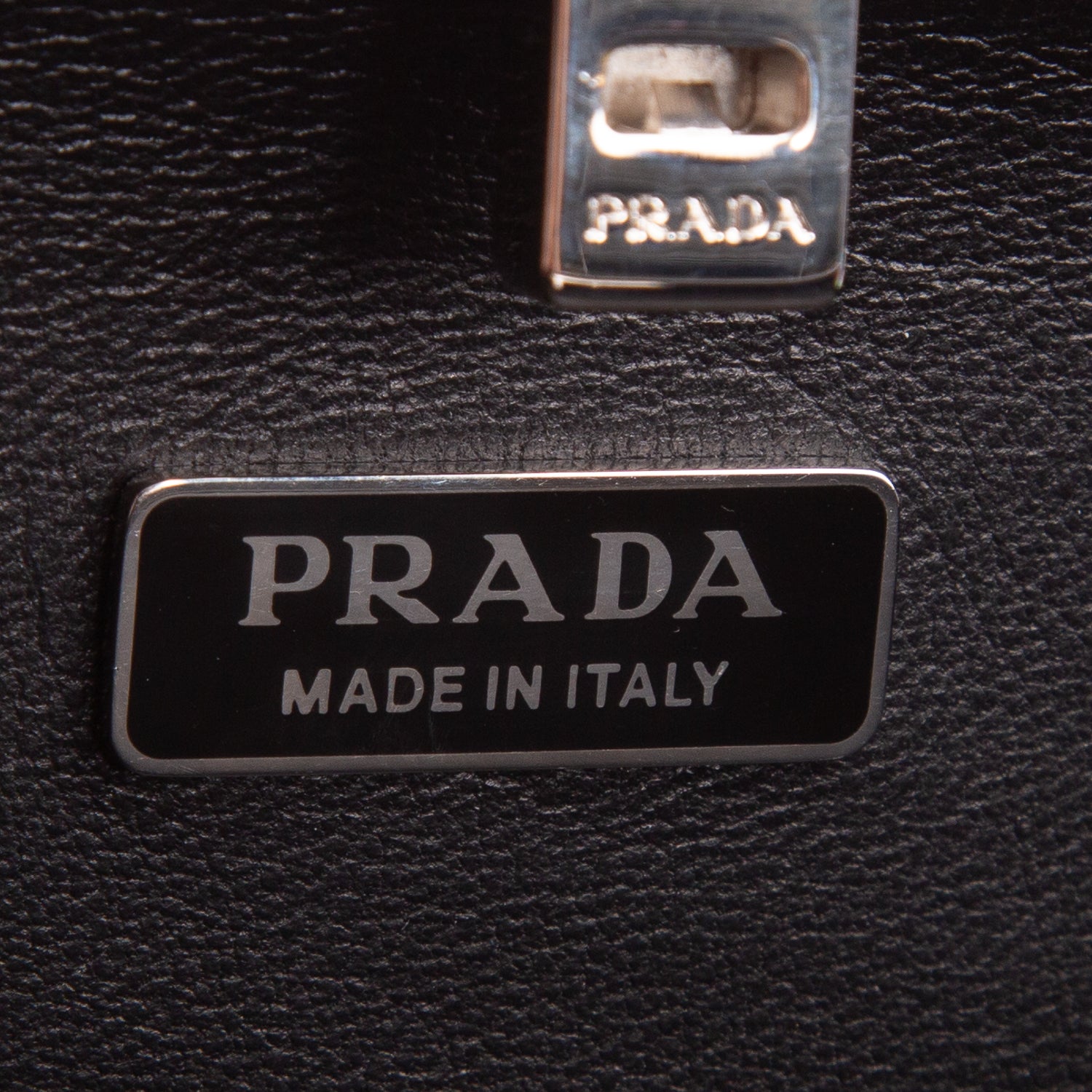 Prada Black Nappa Kiss Lock Clutch w/ Box, Authenticity Card & Chain