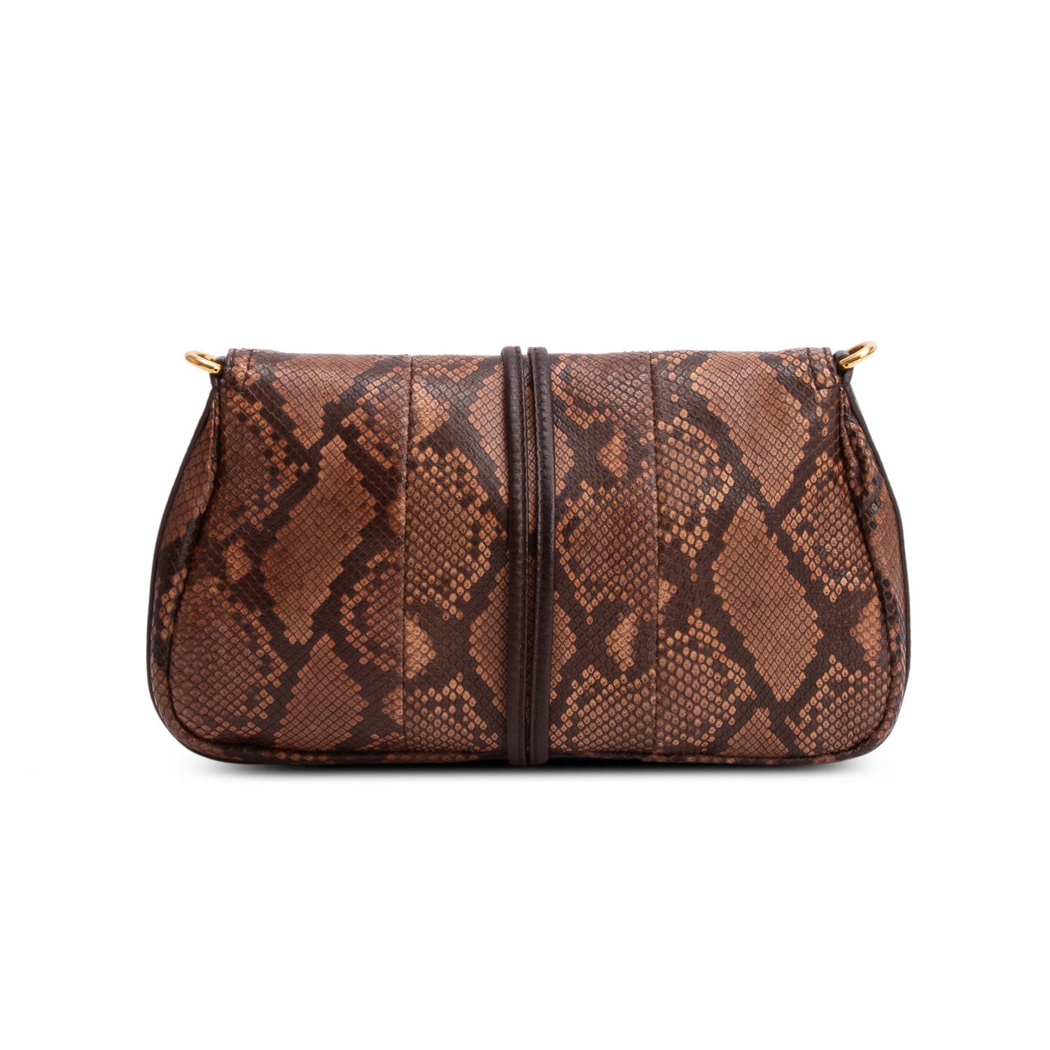 Gucci Brown Python Bamboo Croisette Evening Bag w/ Box