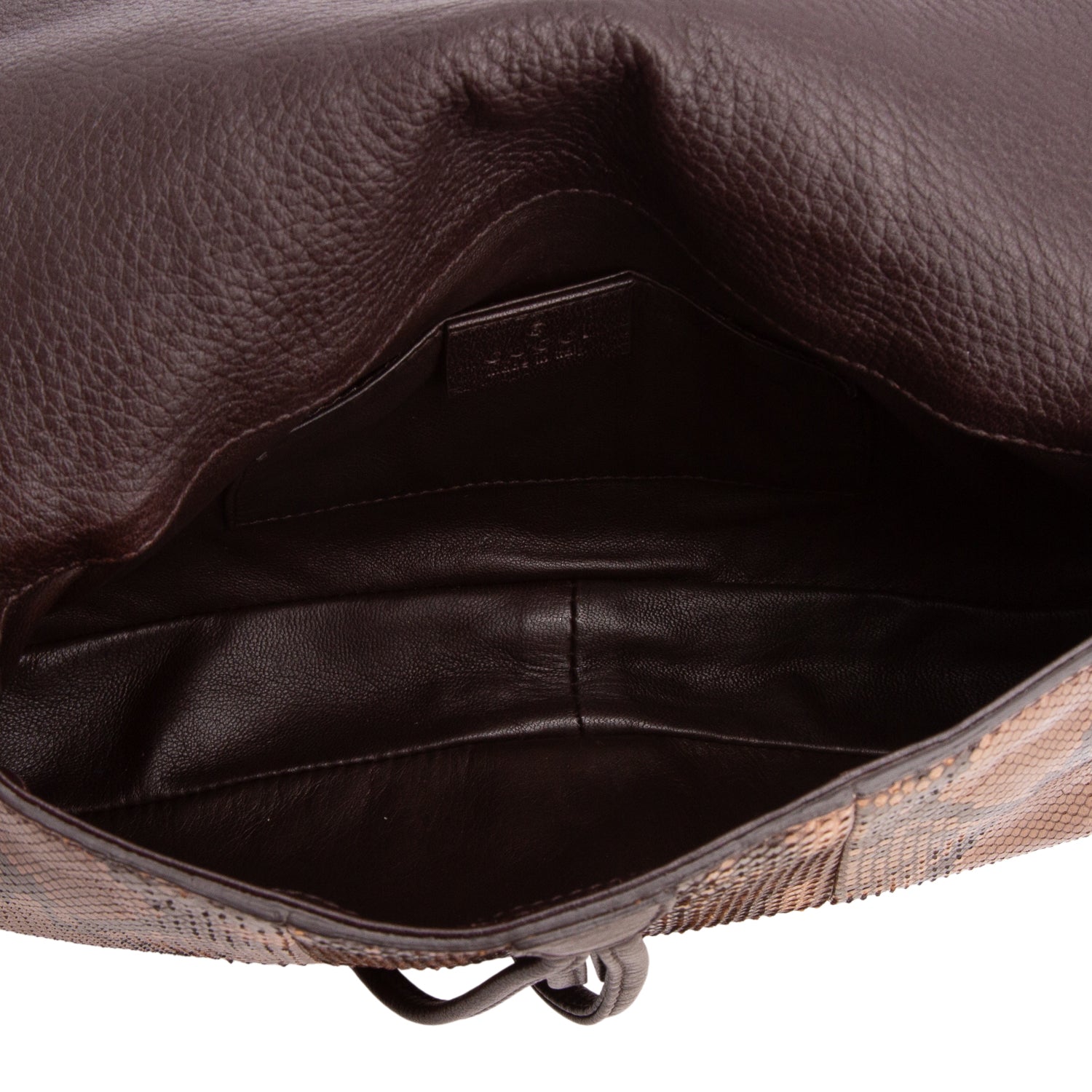 Gucci Brown Python Bamboo Croisette Evening Bag w/ Box