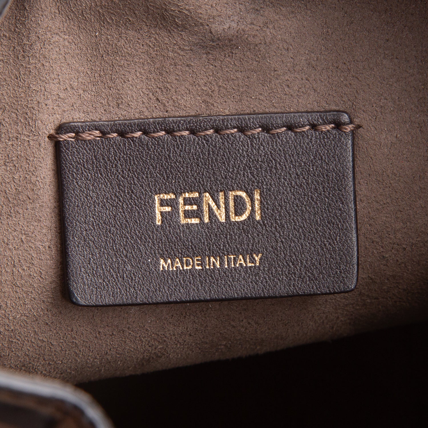 Fendi Brown/Black Vitello Liberty F is Fendi FF 1974 Embossed Mini Mon Tresor Bucket Bag w/ Straps