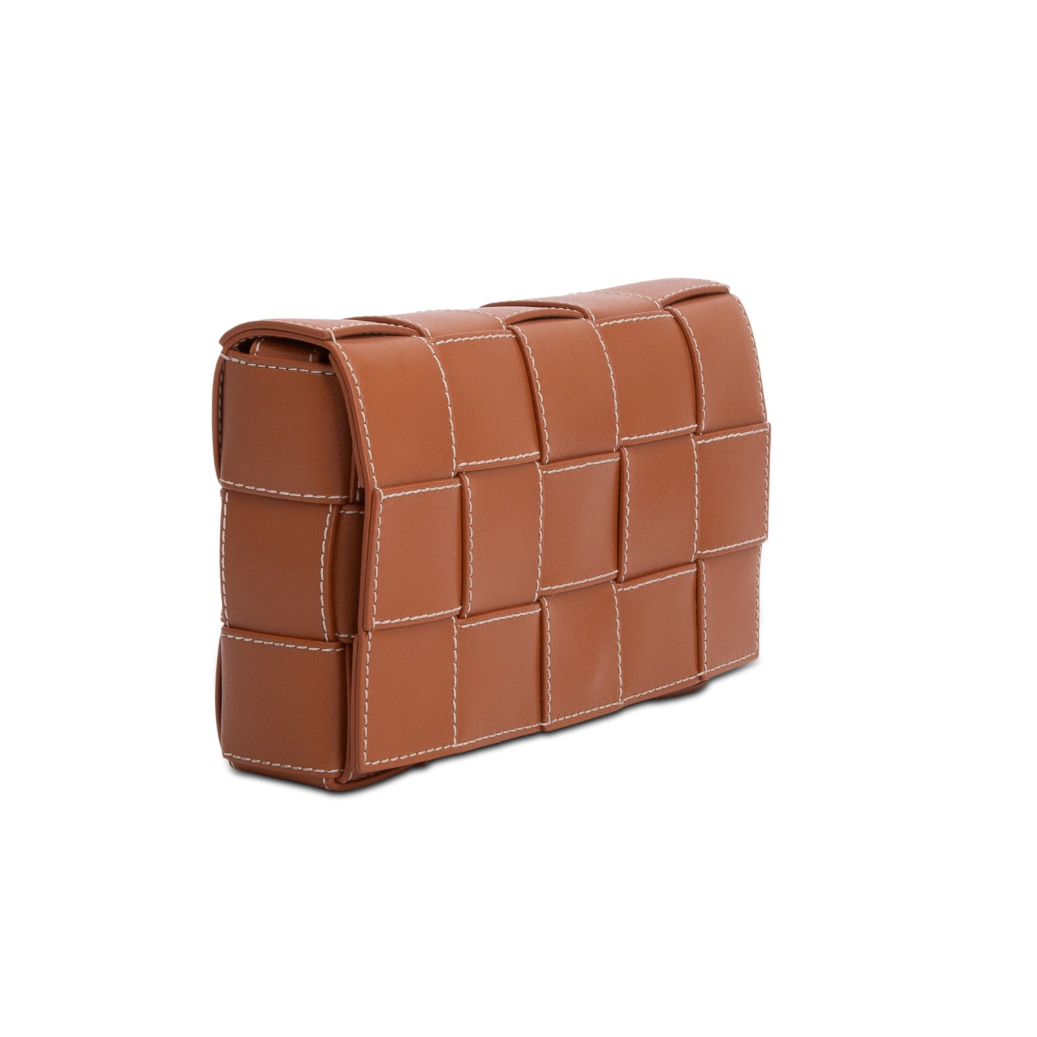 Bottega Veneta Brown Lambskin Maxi Intrecciato Small Cassette Crossbody Bag