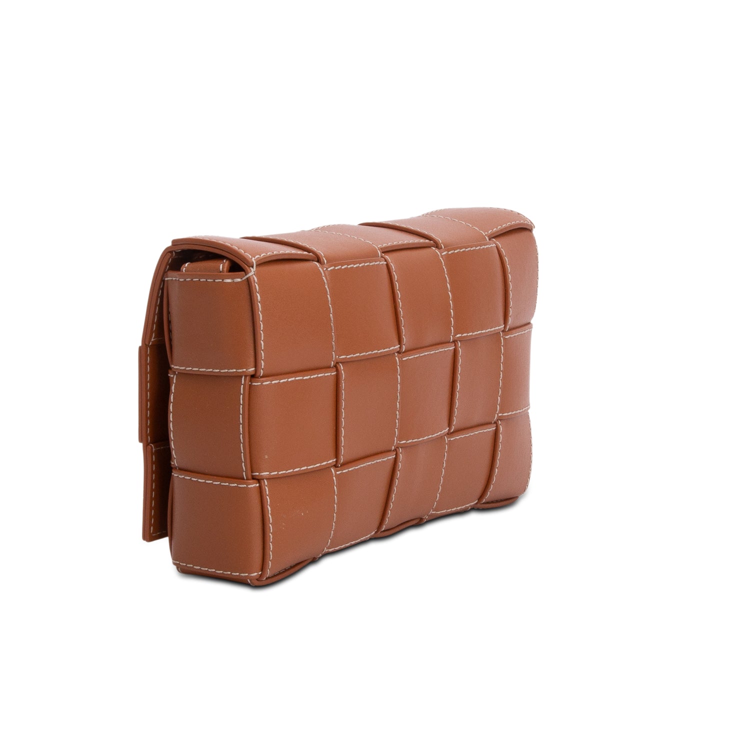 Bottega Veneta Brown Lambskin Maxi Intrecciato Small Cassette Crossbody Bag