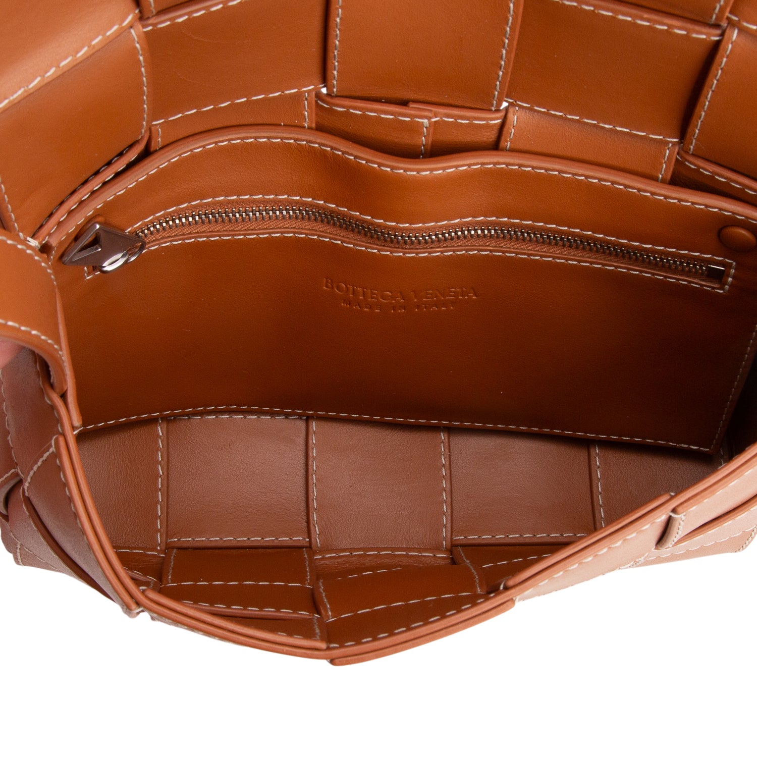 Bottega Veneta Brown Lambskin Maxi Intrecciato Small Cassette Crossbody Bag