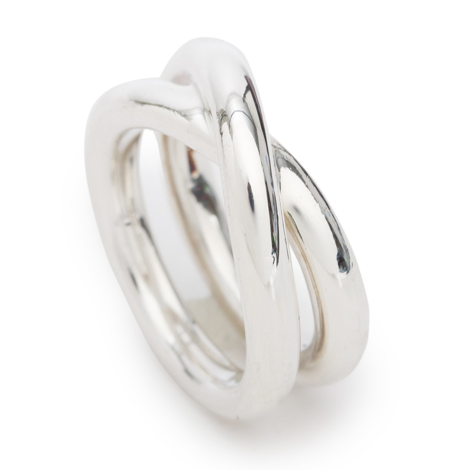 Tiffany & Co. Paloma Picasso Sterling Silver Le Cercle Cross Over Band Ring, Size 5.25