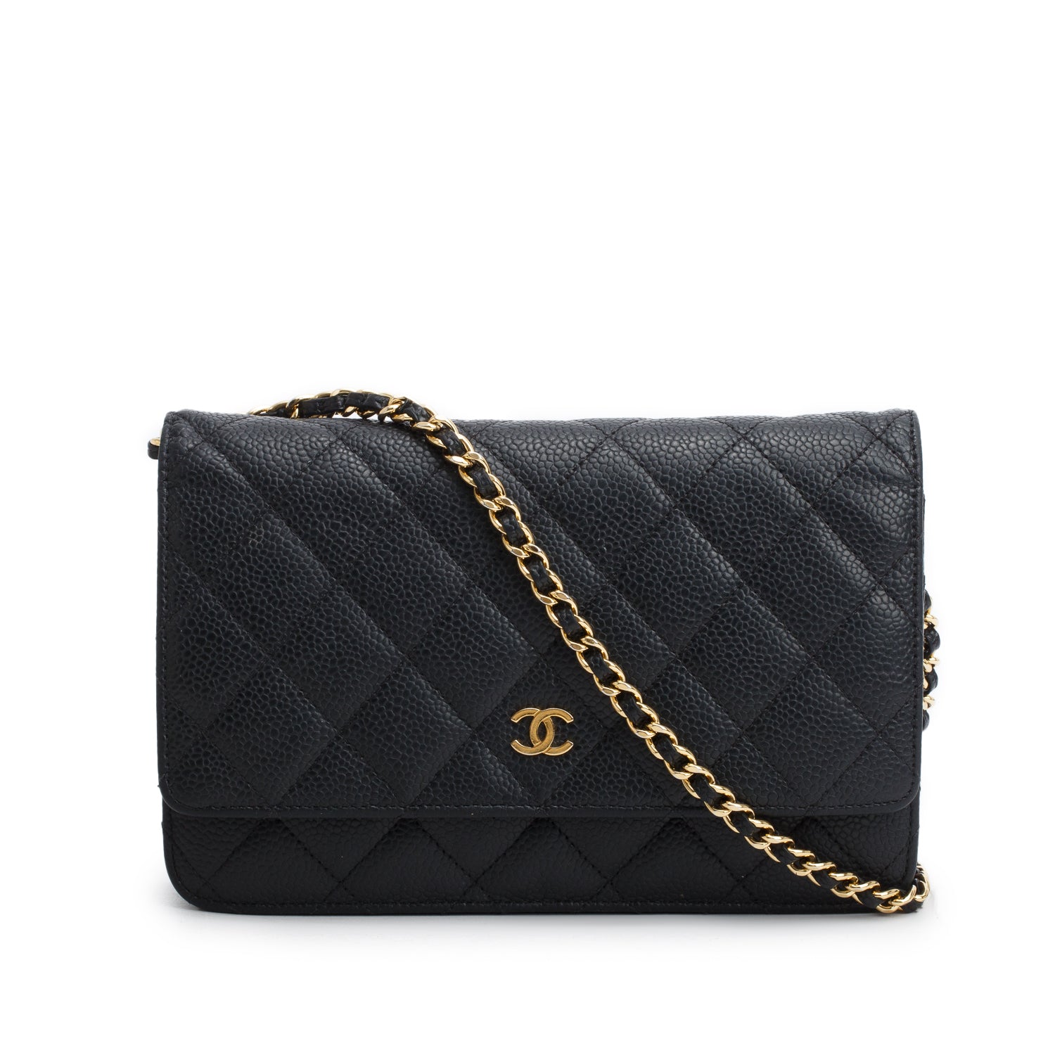 Chanel Black Caviar Quilted Classic Wallet on Chain