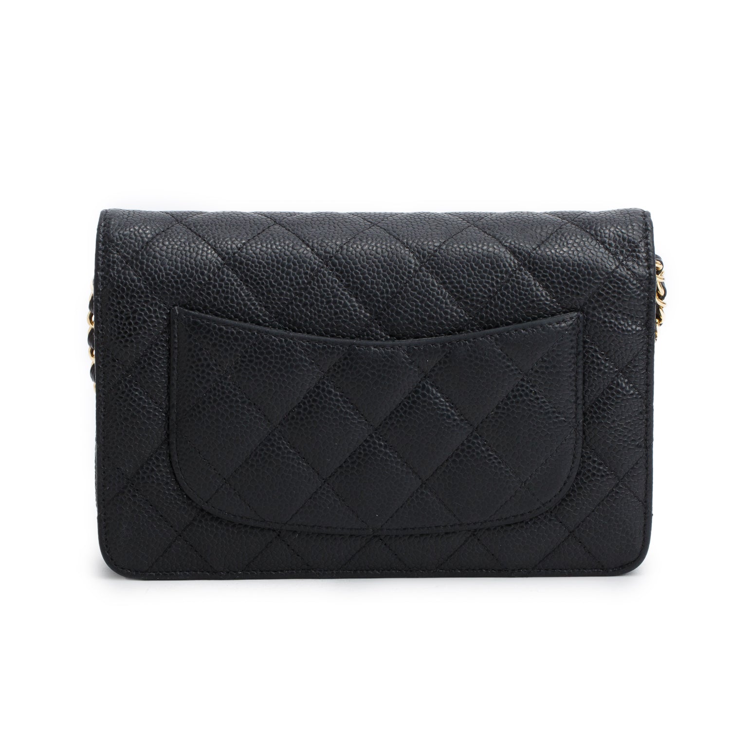 Chanel Black Caviar Quilted Classic Wallet on Chain