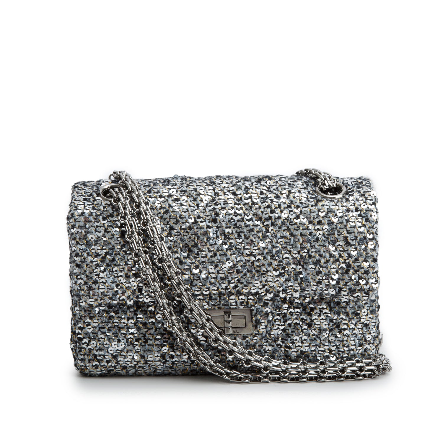 Chanel 2020 Grey Tweed Quilted 2.55 Reissue Mini Flap w/ Authenticity Card