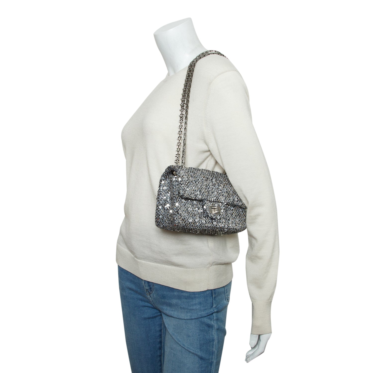 Chanel 2020 Grey Tweed Quilted 2.55 Reissue Mini Flap w/ Authenticity Card