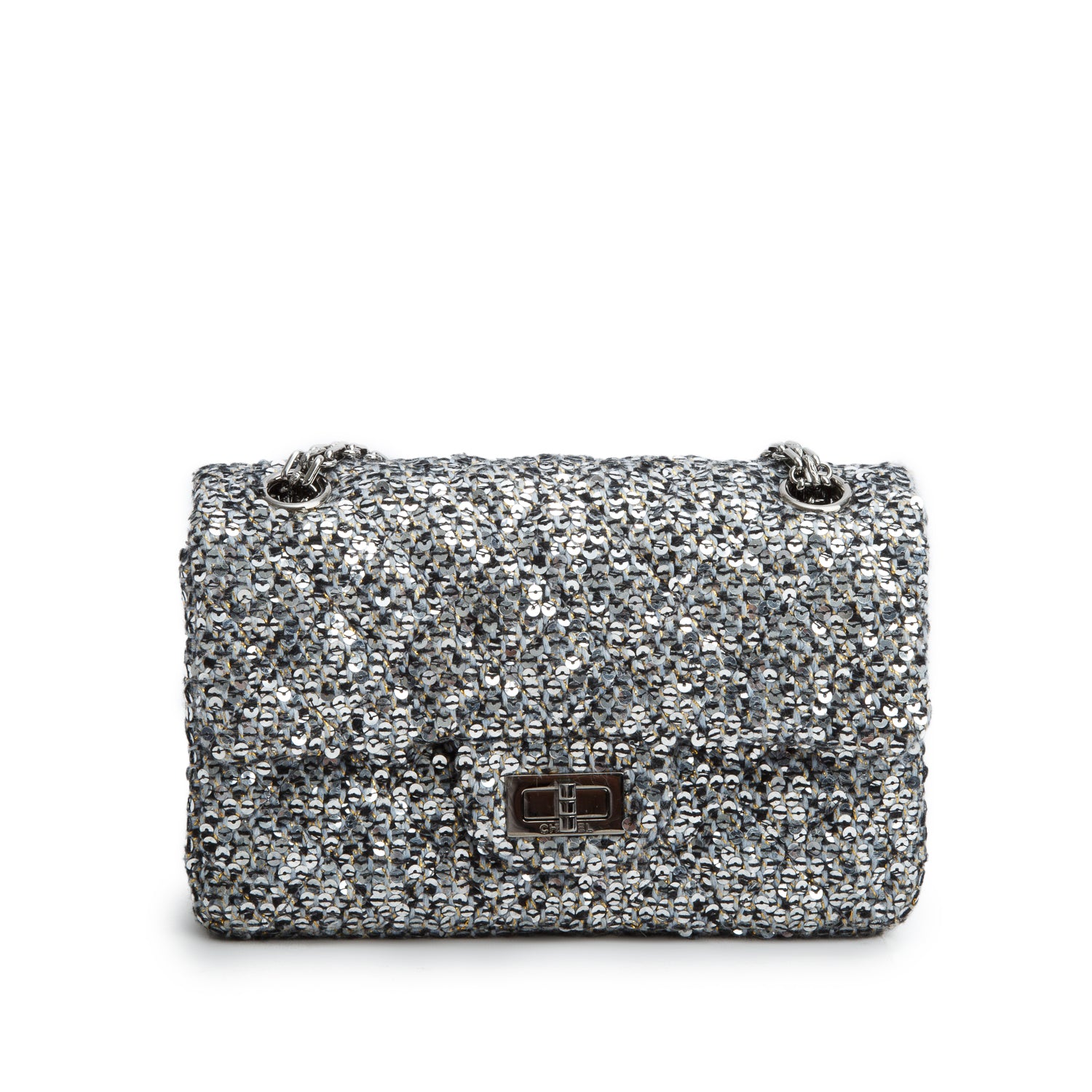 Chanel 2020 Grey Tweed Quilted 2.55 Reissue Mini Flap w/ Authenticity Card