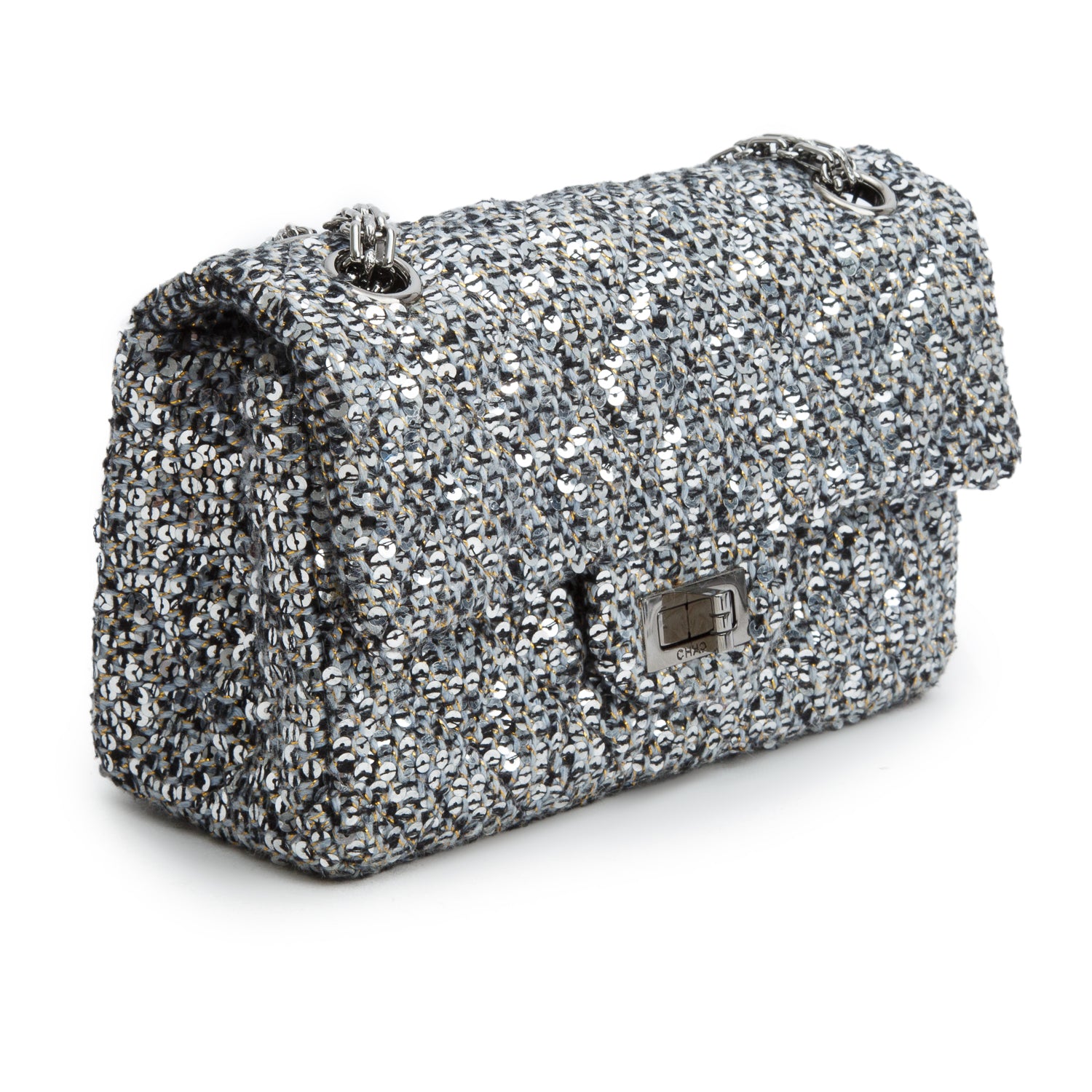Chanel 2020 Grey Tweed Quilted 2.55 Reissue Mini Flap w/ Authenticity Card