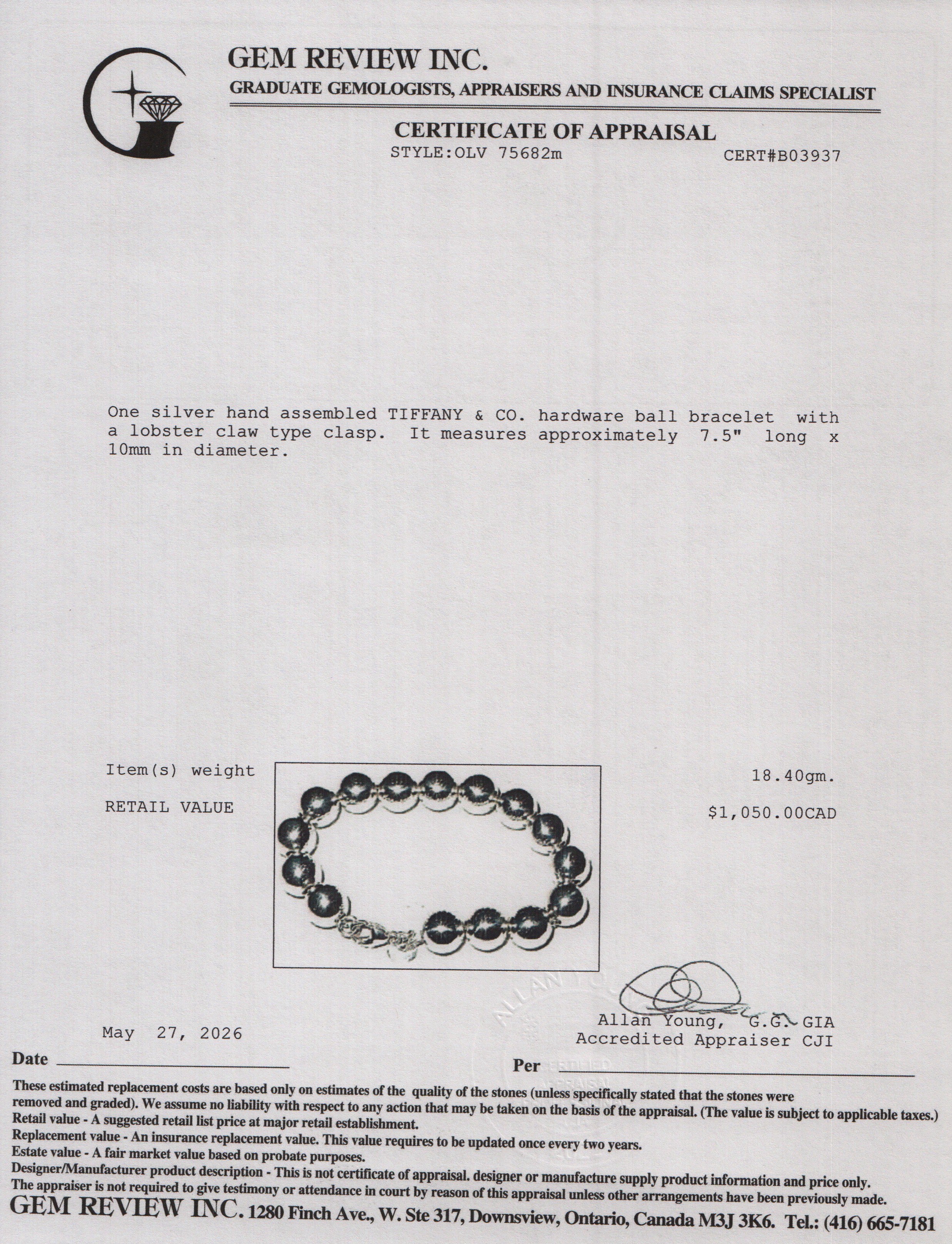 Tiffany & Co. Sterling Silver 10 MM HardWear Ball Bracelet