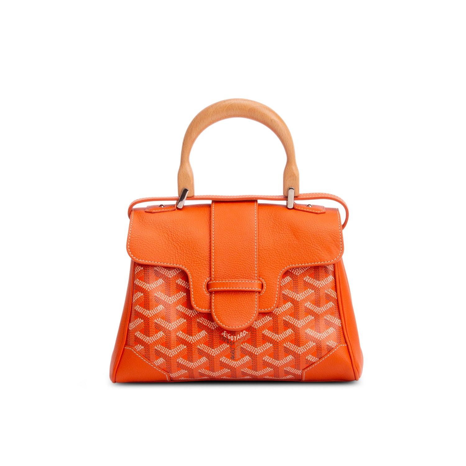 Goyard 2023 Orange Leather & Goyardine Canvas Saigon Souple Mini Bag w/ Box & Strap