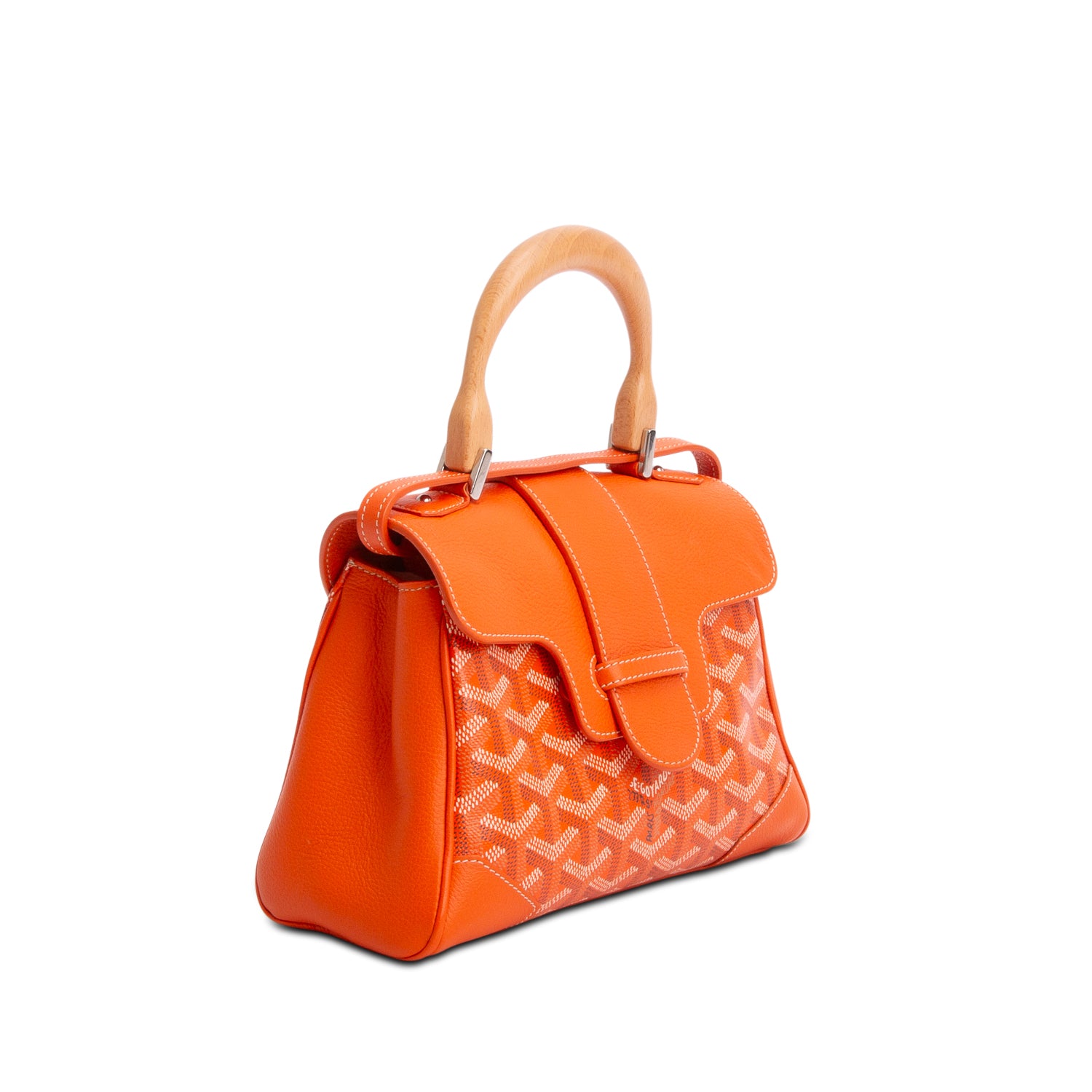 Goyard 2023 Orange Leather & Goyardine Canvas Saigon Souple Mini Bag w/ Box & Strap