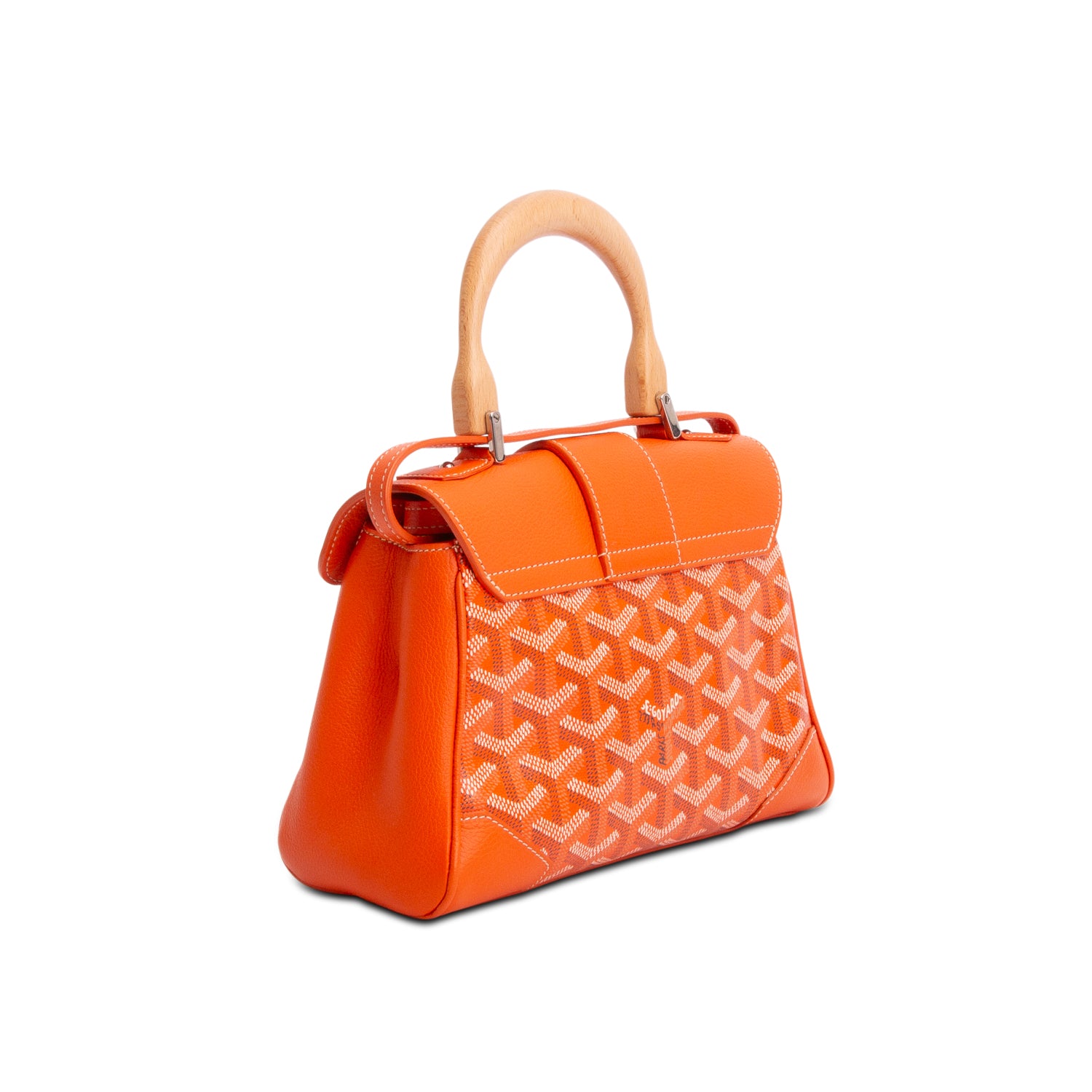 Goyard 2023 Orange Leather & Goyardine Canvas Saigon Souple Mini Bag w/ Box & Strap