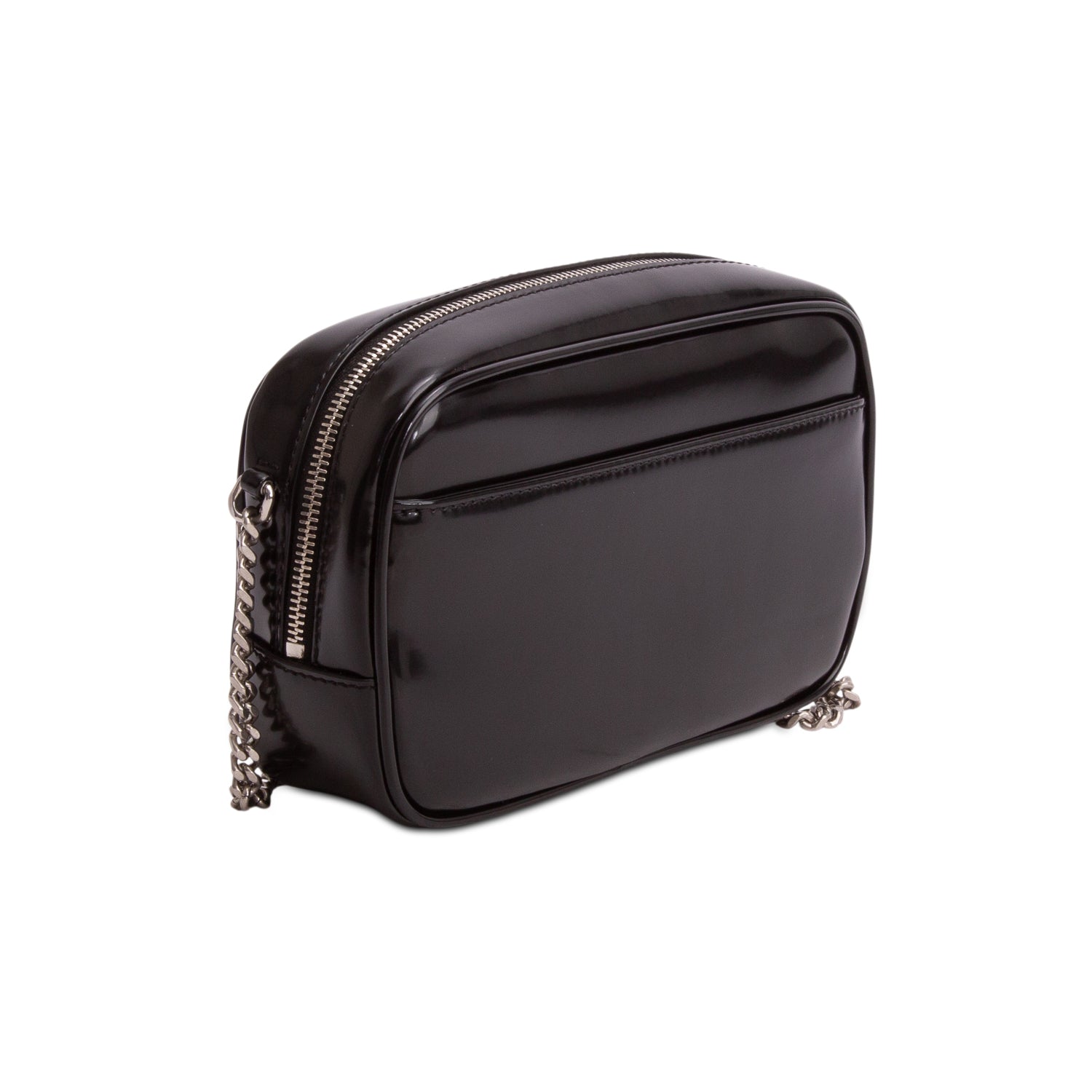 Saint Laurent 2023 Black Shiny Calfskin Monogram Mini Lou Camera Bag w/ Box