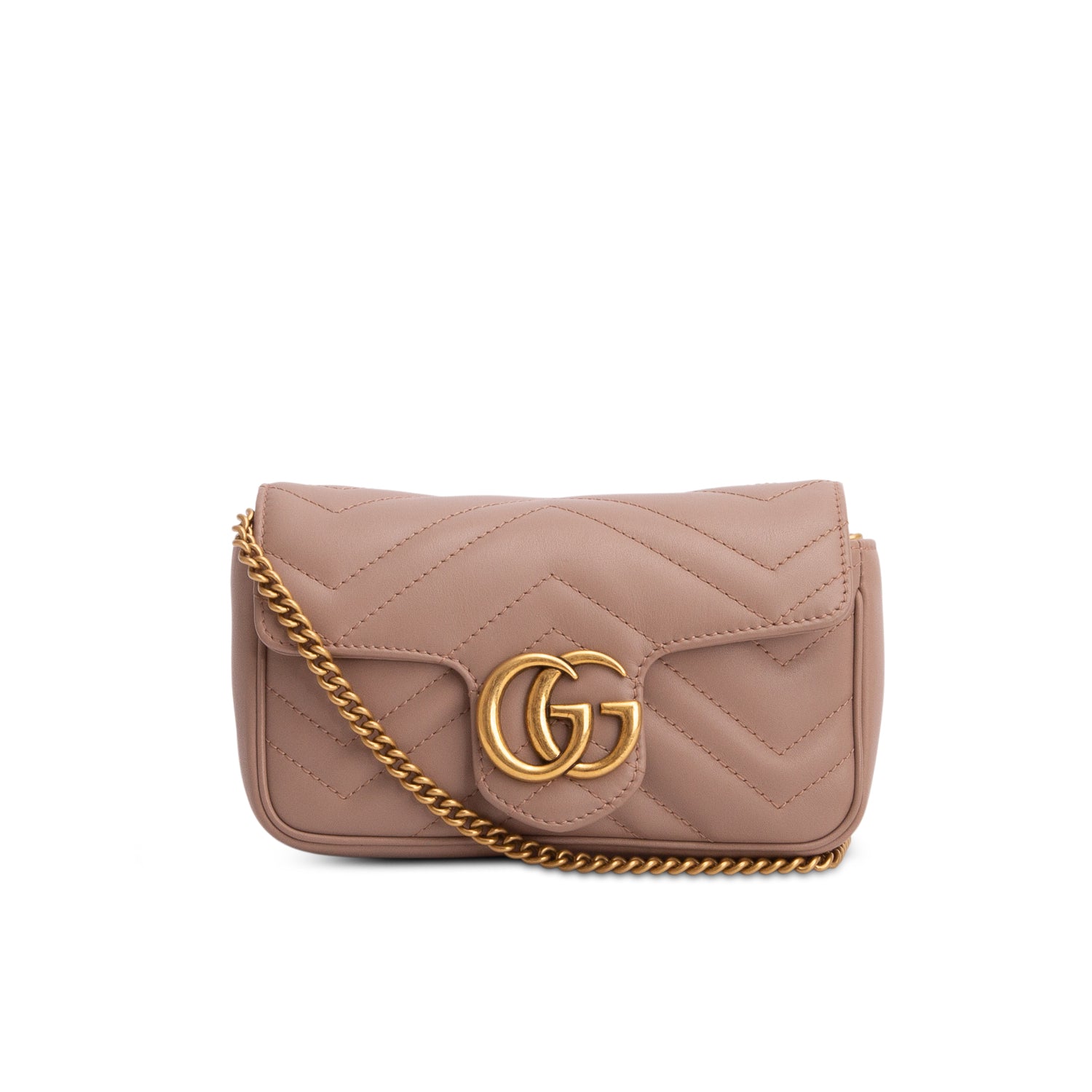 Gucci Pink GG Marmont Matelasse Leather Super Mini Bag