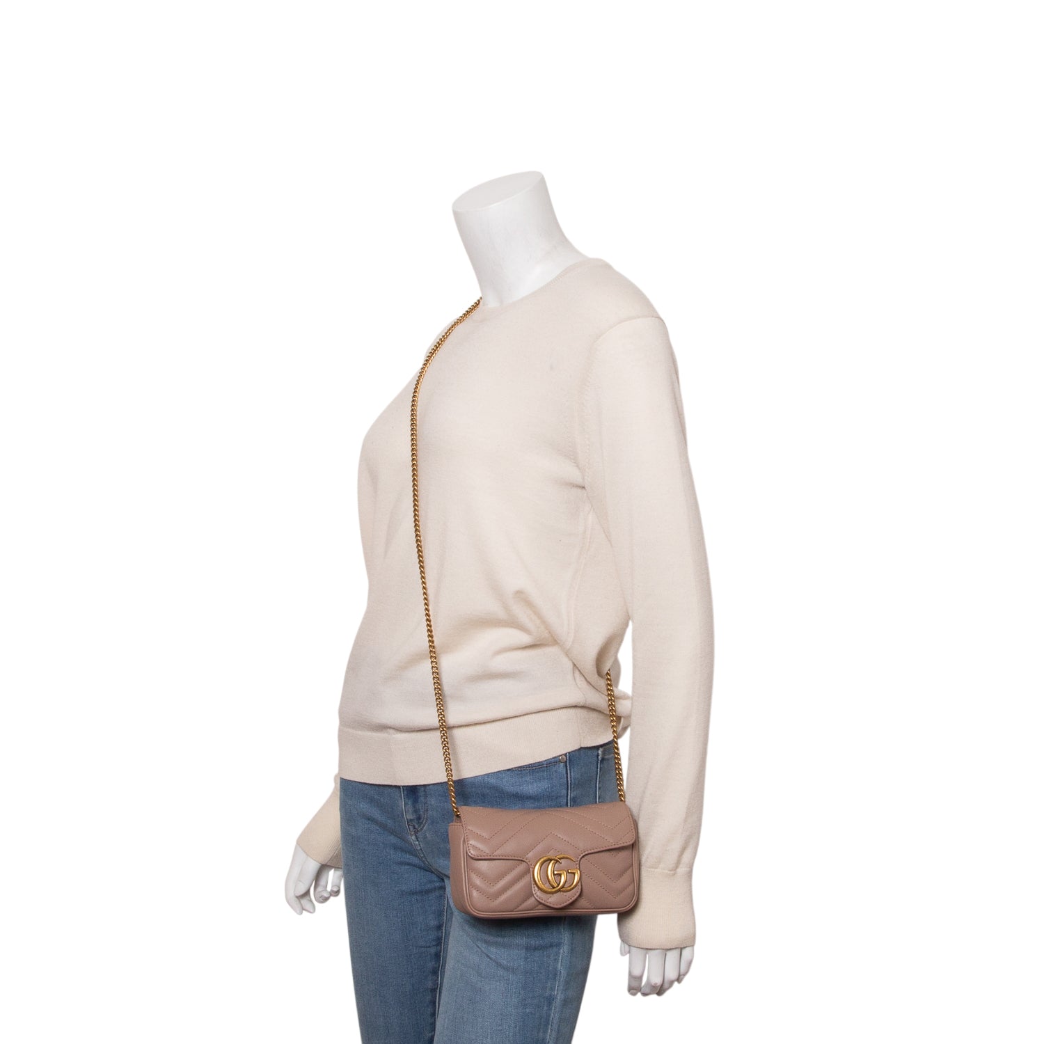 Gucci Pink GG Marmont Matelasse Leather Super Mini Bag