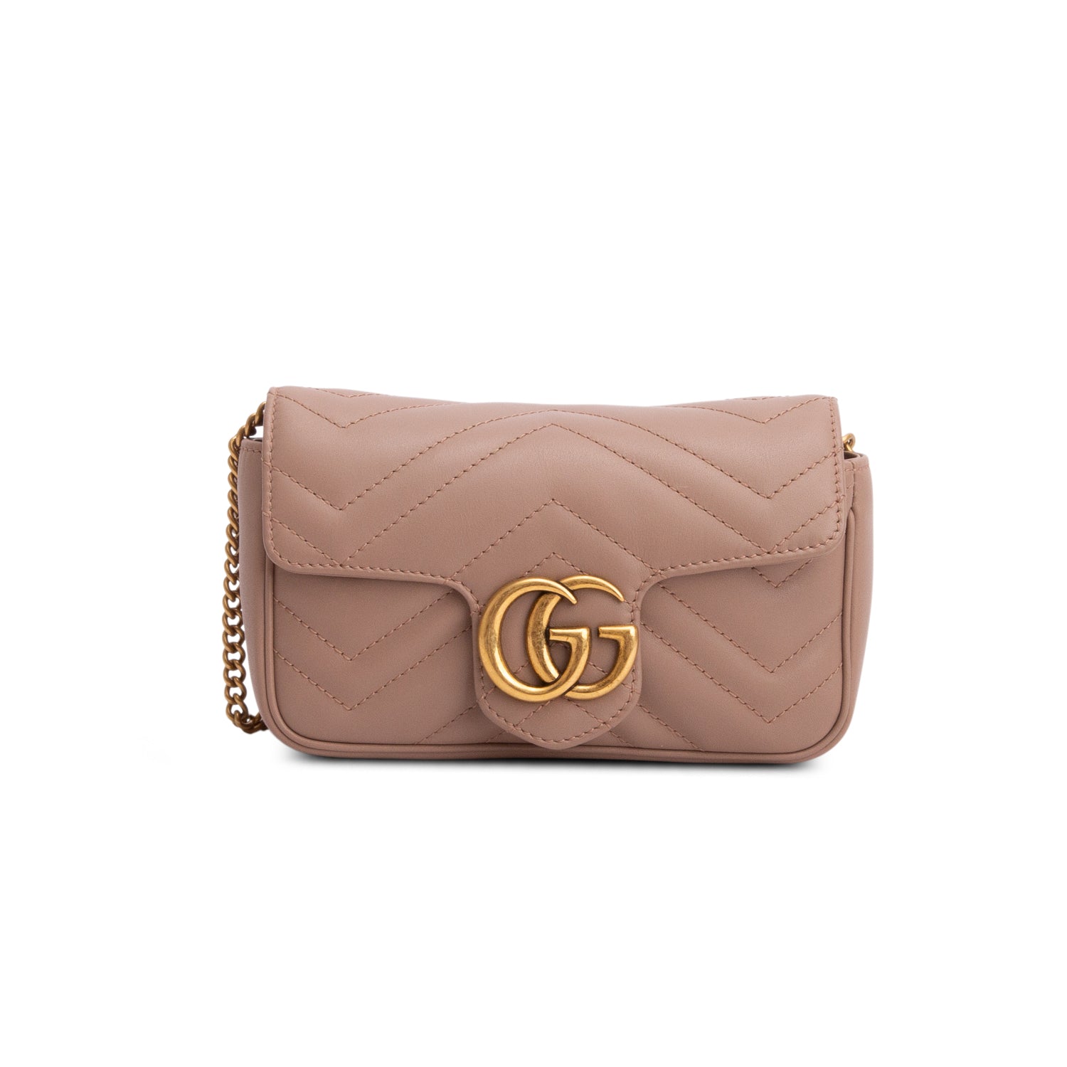 Gucci Pink GG Marmont Matelasse Leather Super Mini Bag