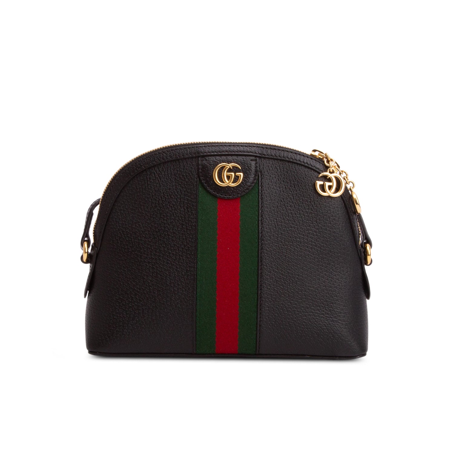 Gucci Black Dollar Calfskin Web Small Ophidia Dome Crossbody Bag