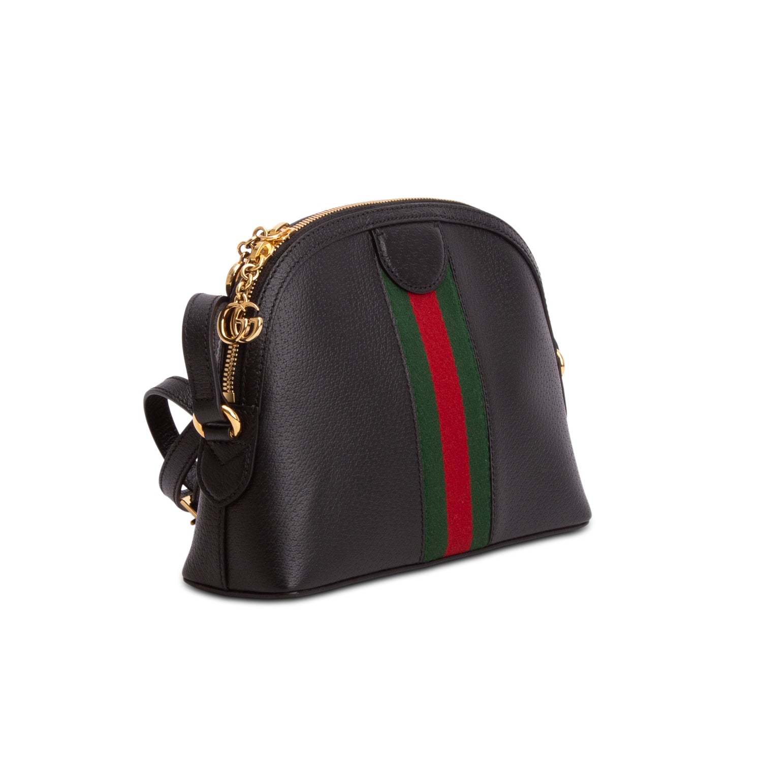 Gucci Black Dollar Calfskin Web Small Ophidia Dome Crossbody Bag