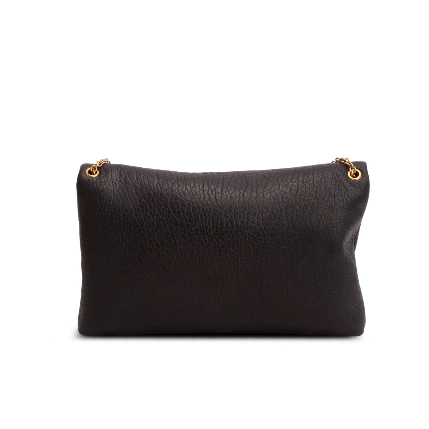 Saint Laurent 2025 Black Grained Lambskin Large Cassandre Envelope Pouch on Chain