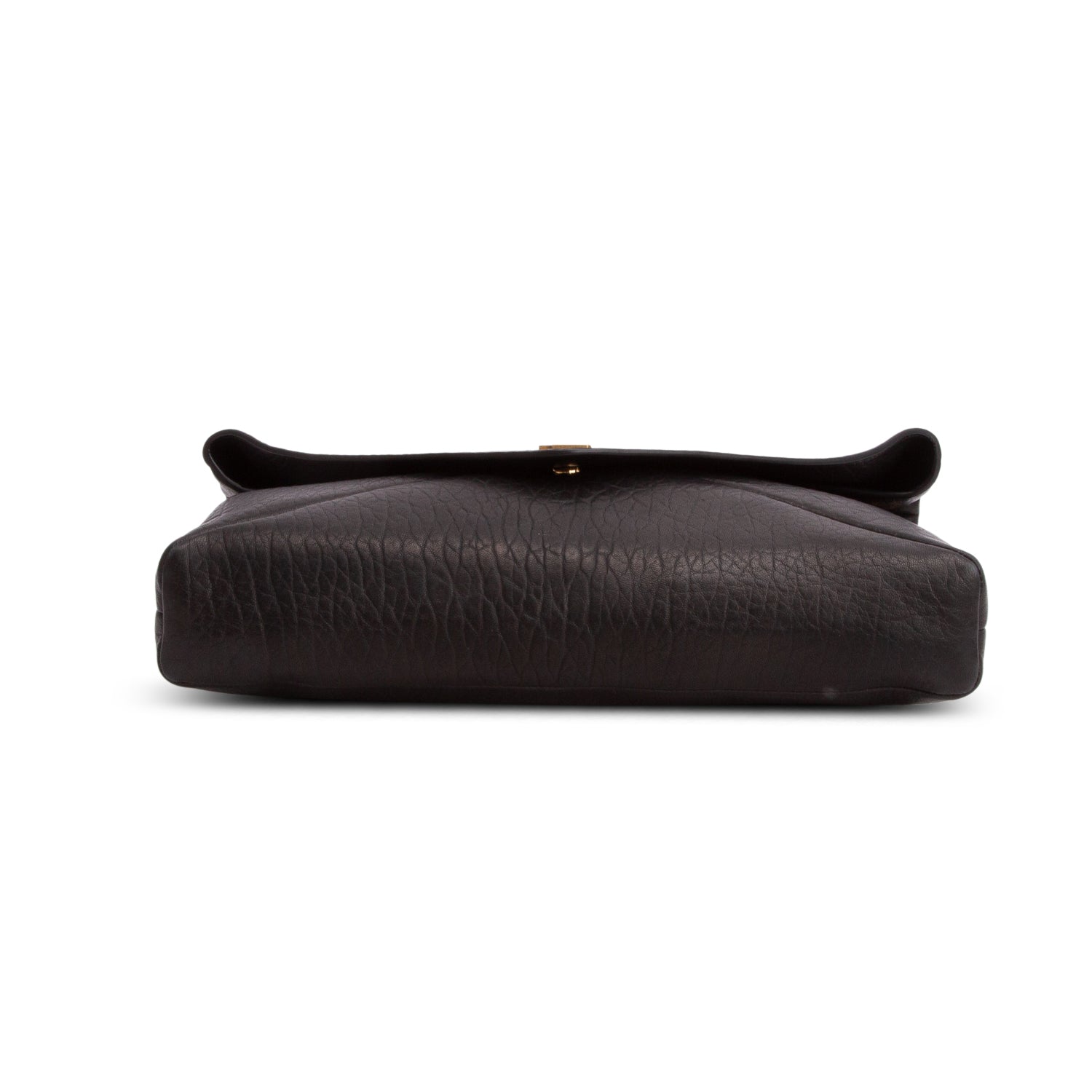Saint Laurent 2025 Black Grained Lambskin Large Cassandre Envelope Pouch on Chain
