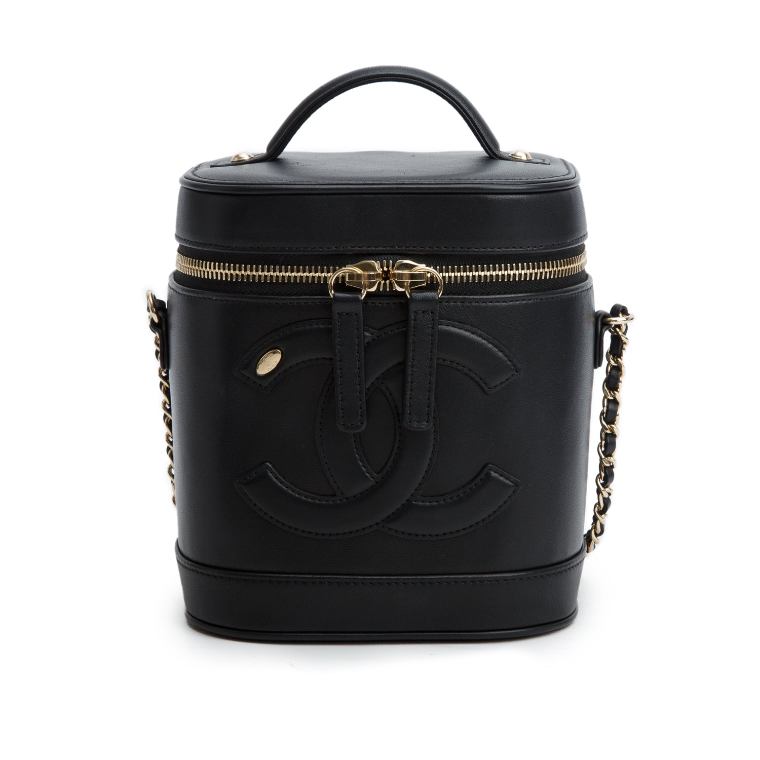 Chanel Black Lambskin Timeless Vanity Cosmetic Case w/ Box & Authenticity Card