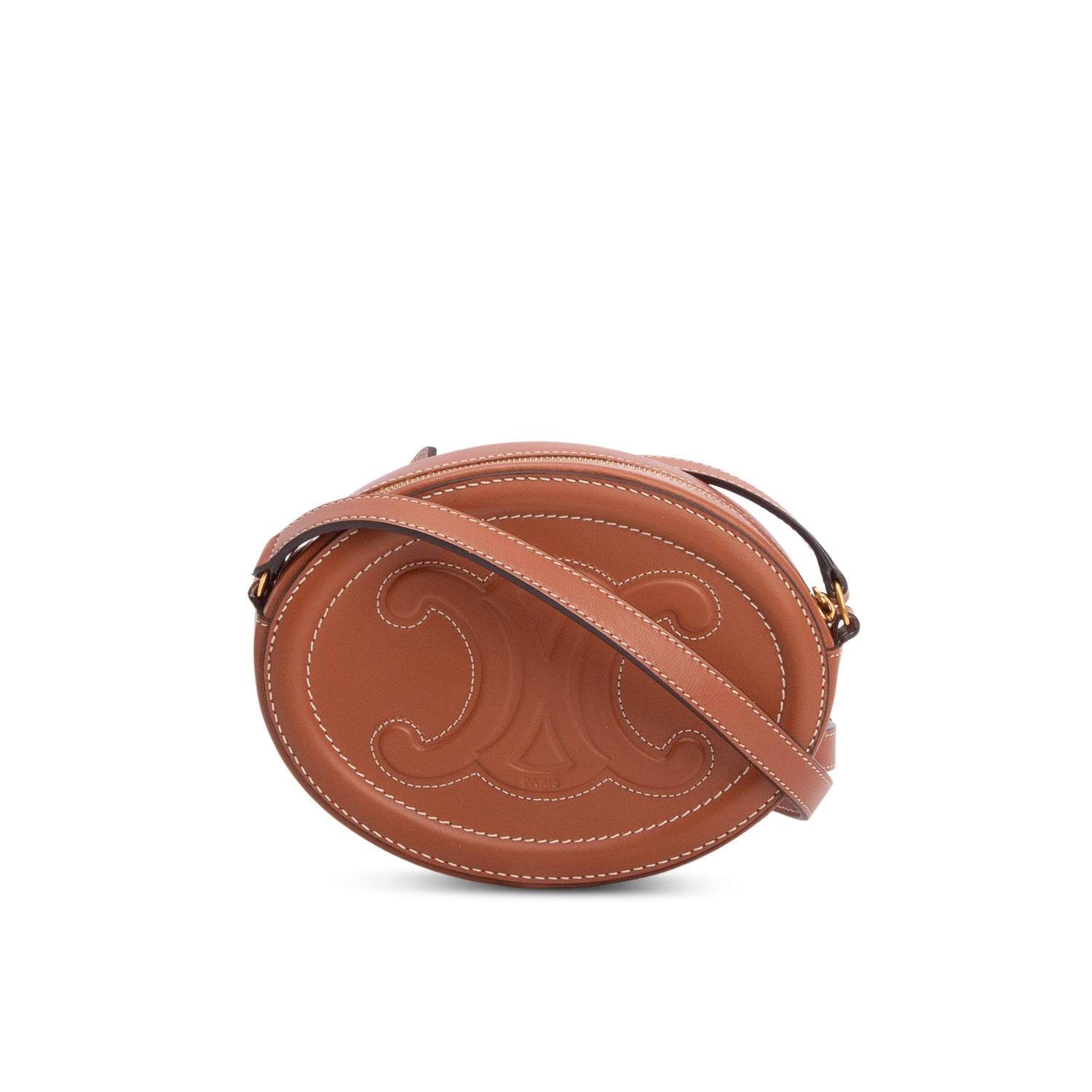 Celine 2021 Brown Smooth Calfskin Triomphe Oval Crossbody