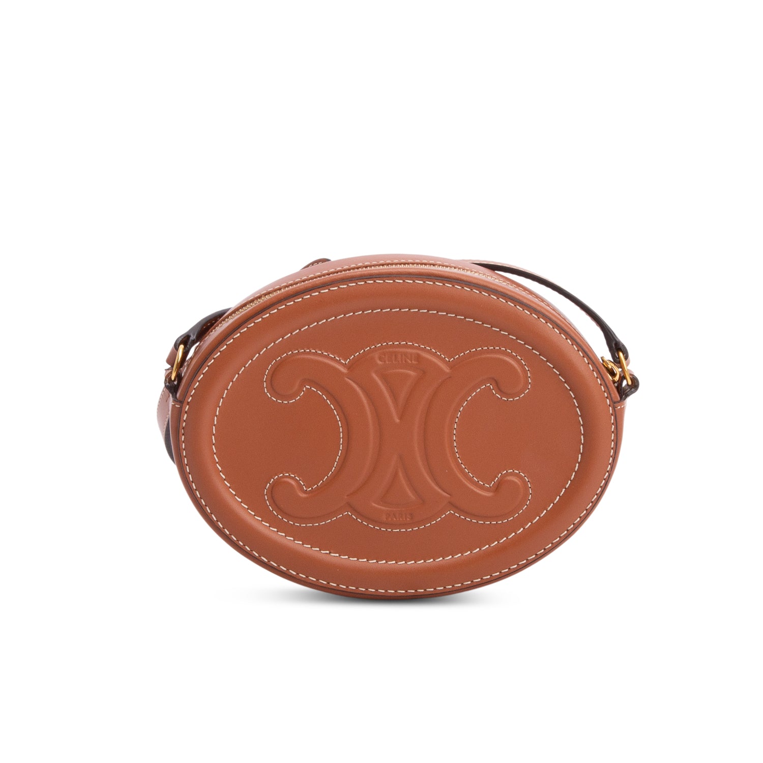 Celine 2021 Brown Smooth Calfskin Triomphe Oval Crossbody