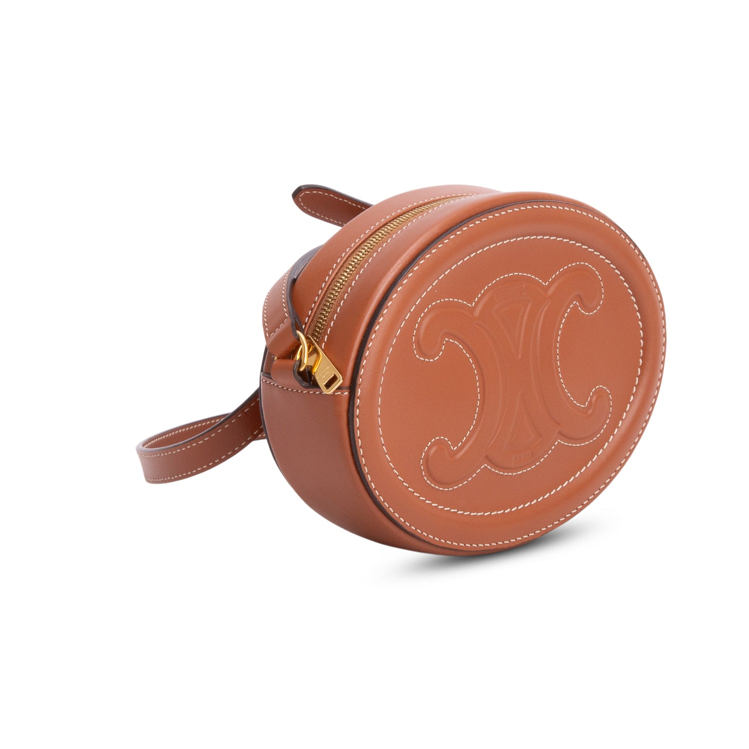 Celine 2021 Brown Smooth Calfskin Triomphe Oval Crossbody