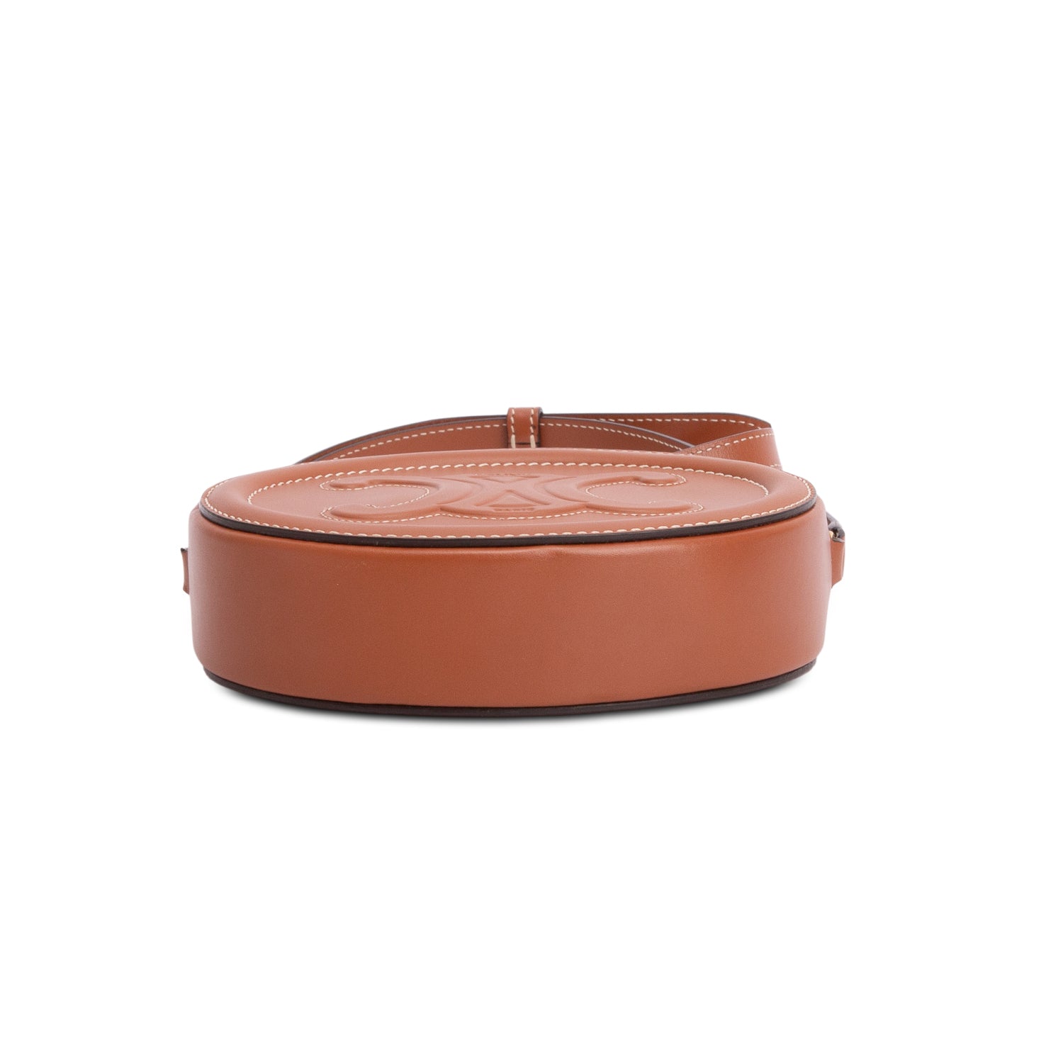 Celine 2021 Brown Smooth Calfskin Triomphe Oval Crossbody