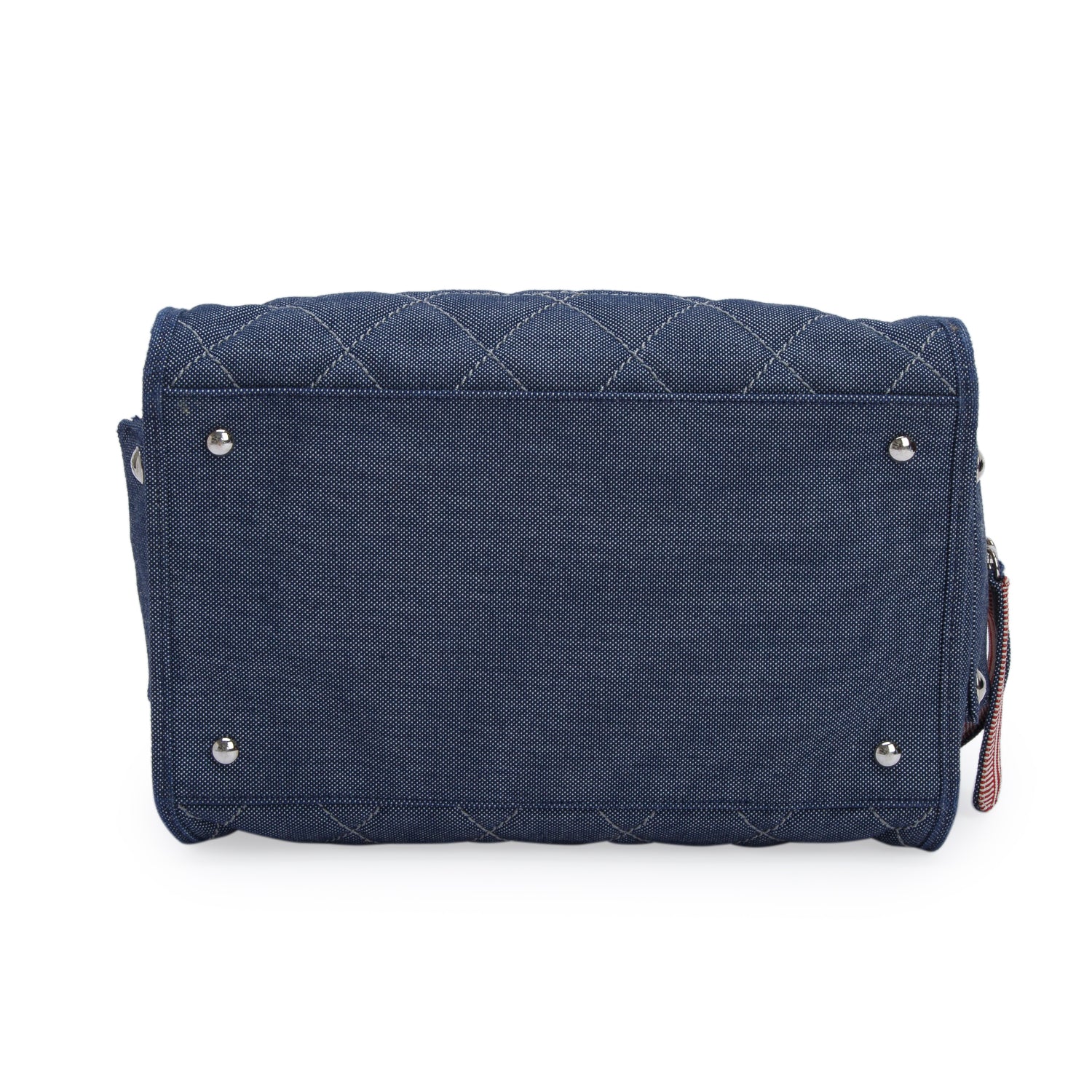Chanel Blue Denim Quilted CC Chain Bowler Bag w/ Authenticity Card