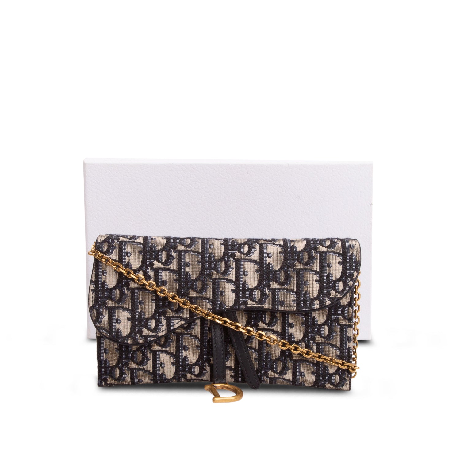 Christian Dior 2020 Oblique Small Saddle Chain Pouch w/ Box & Insert