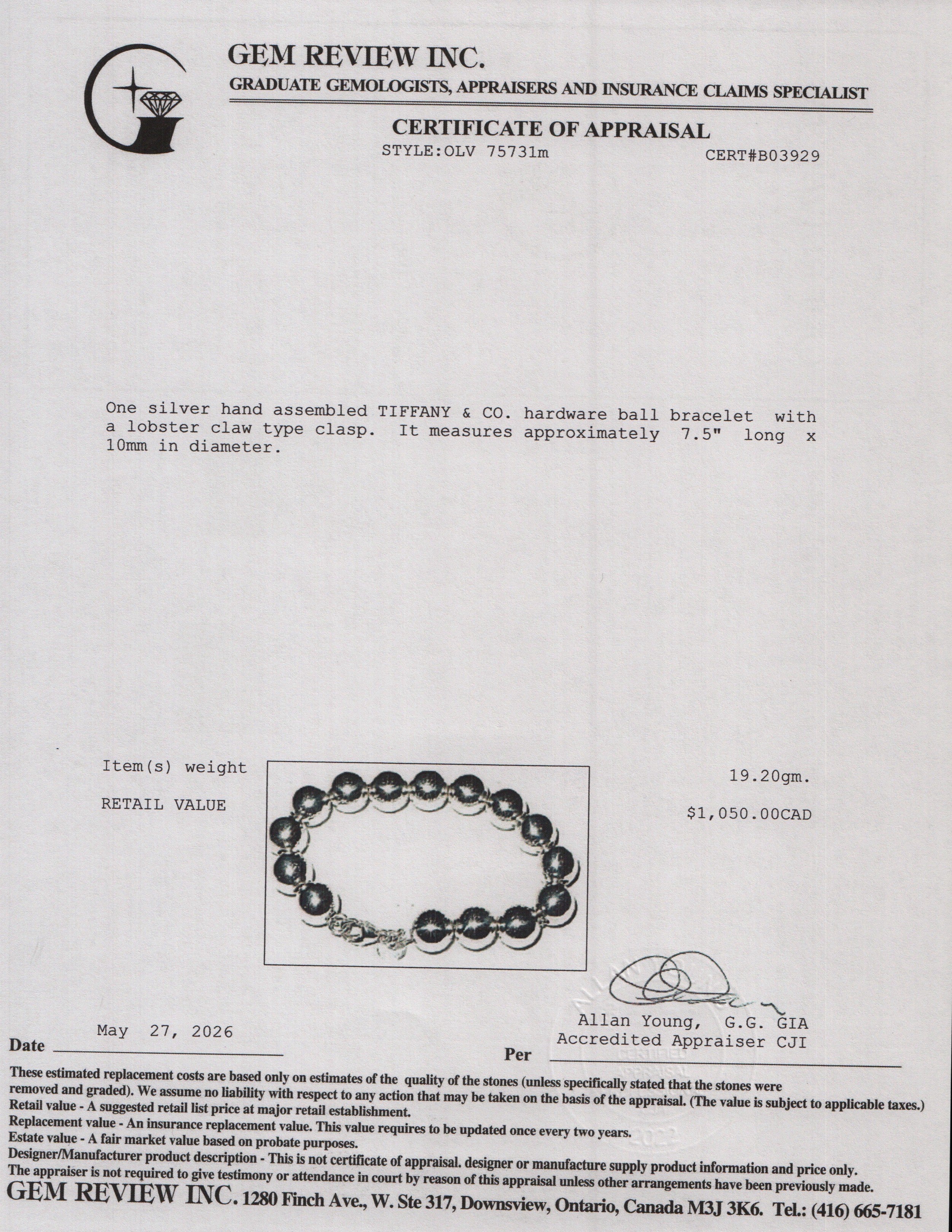 Tiffany & Co. Sterling Silver 10 MM HardWear Ball Bracelet