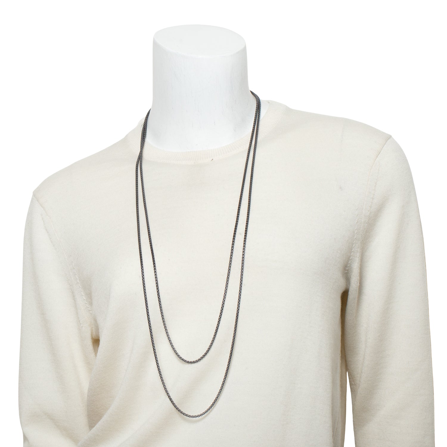 David Yurman Black PVD Sterling Silver 2.7 MM Box Chain Necklace, 72"