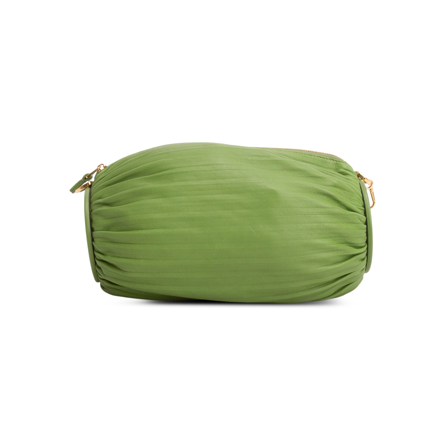 Loewe Green Lambskin Pleated Bracelet Pouch Shoulder Bag