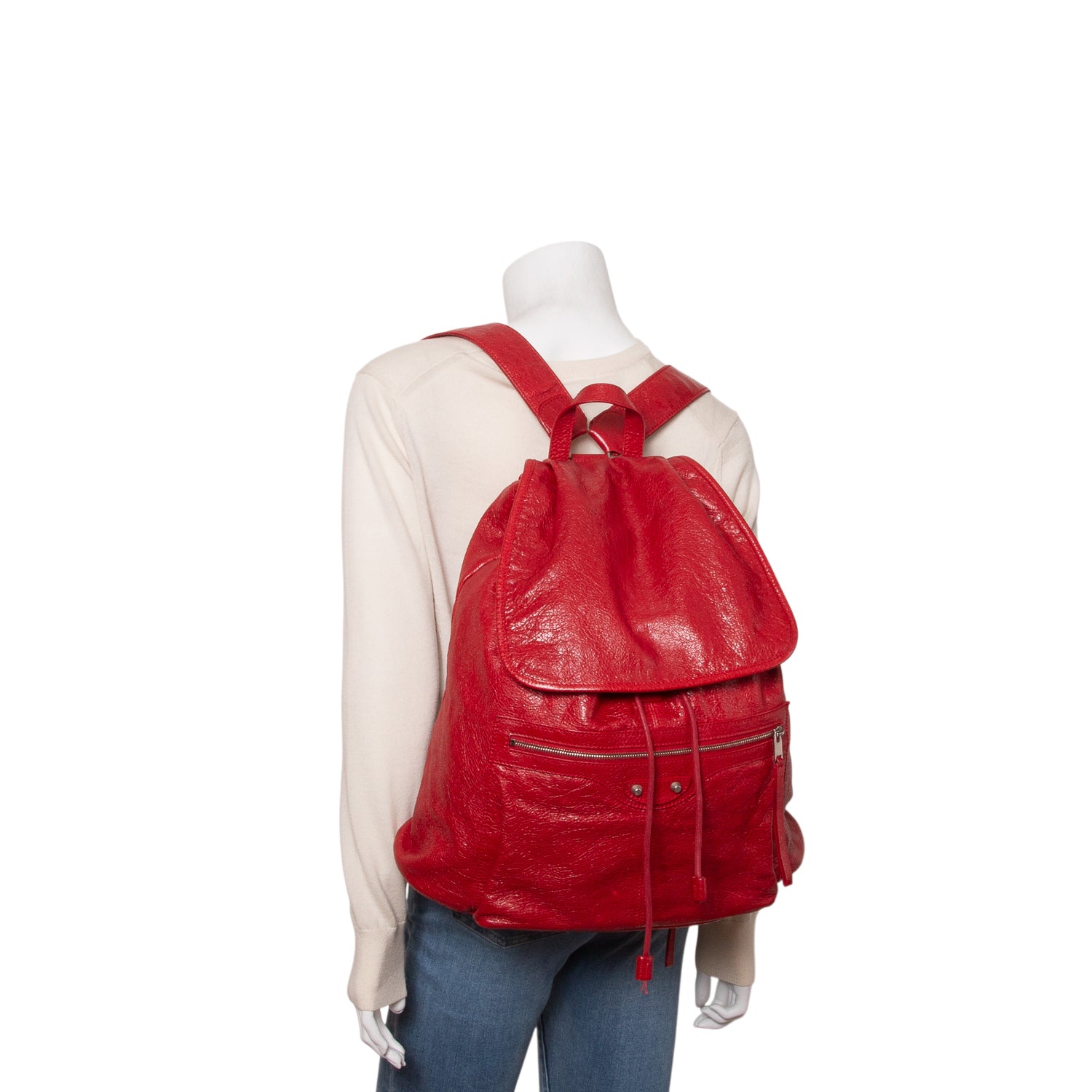 Balenciaga Red Agneau Classic Hardware S Traveler Backpack