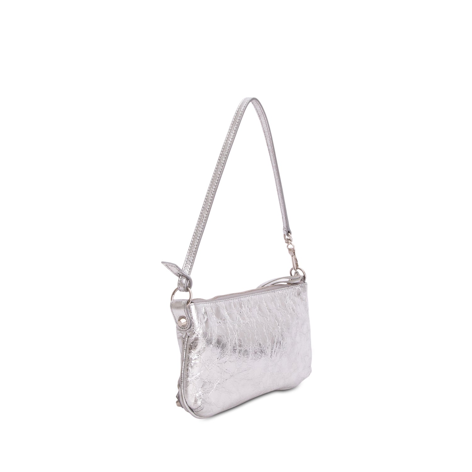Balenciaga Silver Arena Lambskin Le City Pouch w/ Straps