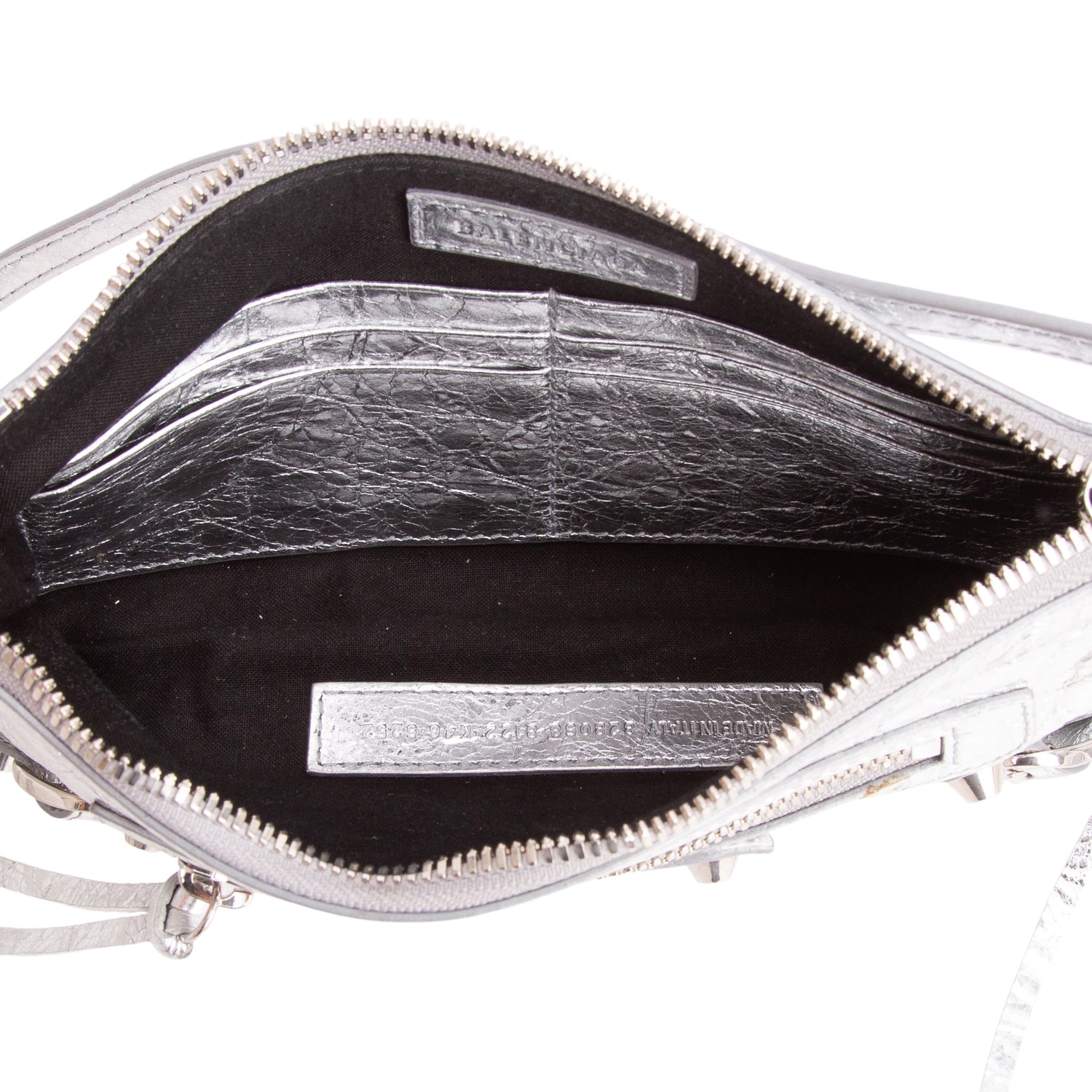 Balenciaga Silver Arena Lambskin Le City Pouch w/ Straps