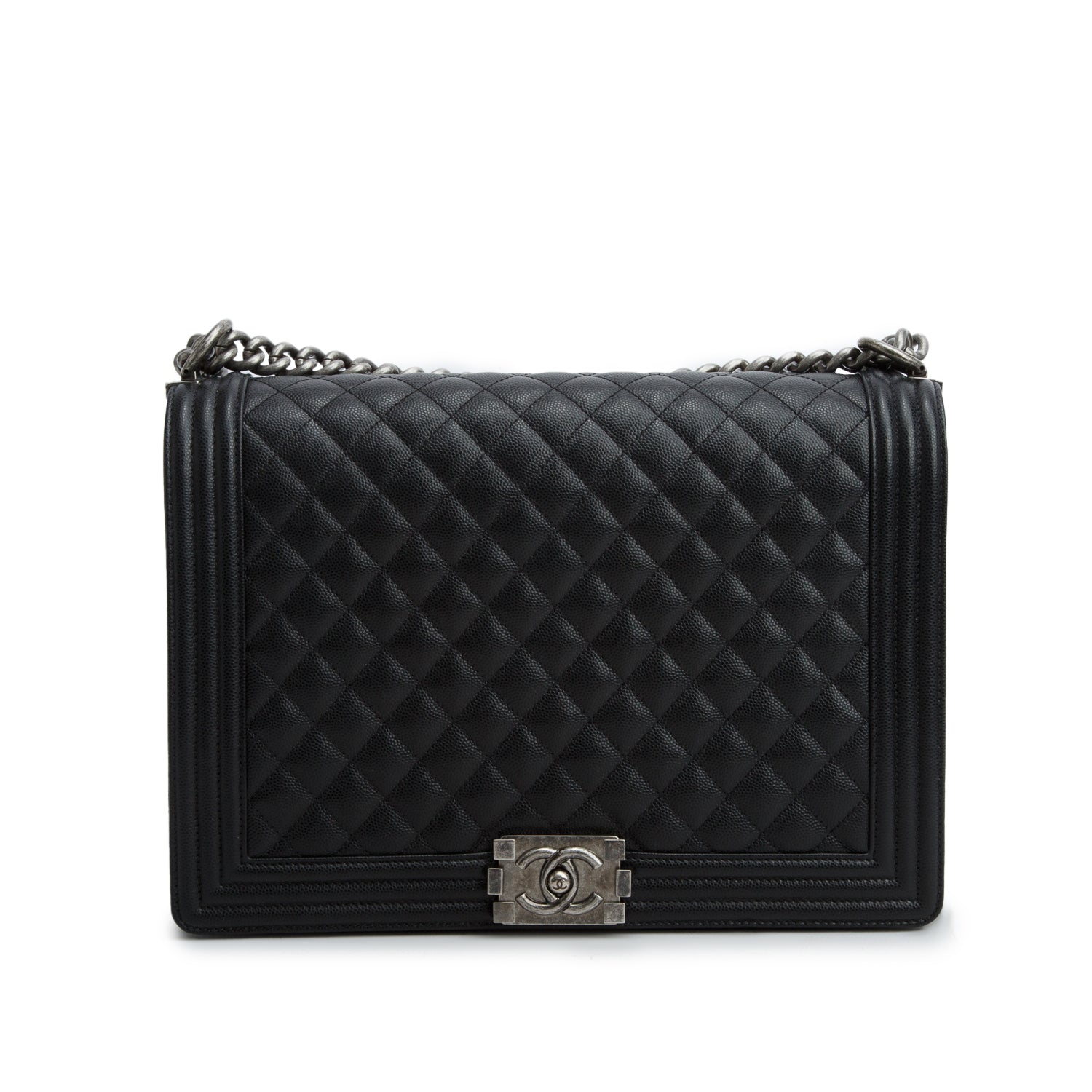 Chanel 2020 Black Caviar Quilted Large Boy Flap w/ Box, Authenticity Card & Receipt