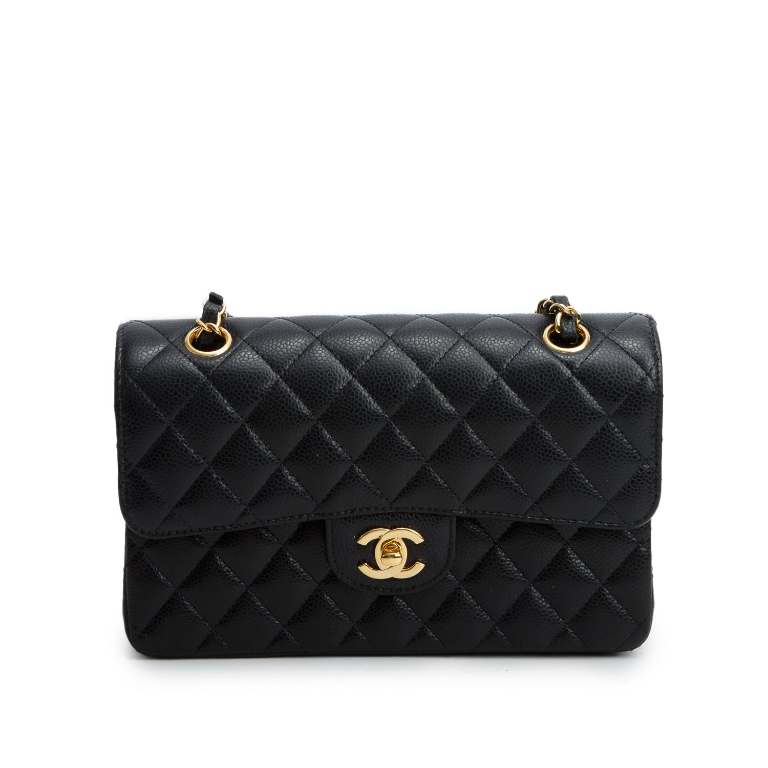 Chanel 2022 Black Quilted Caviar Leather Classic Small Double Flap Bag w/ Box & Receipt