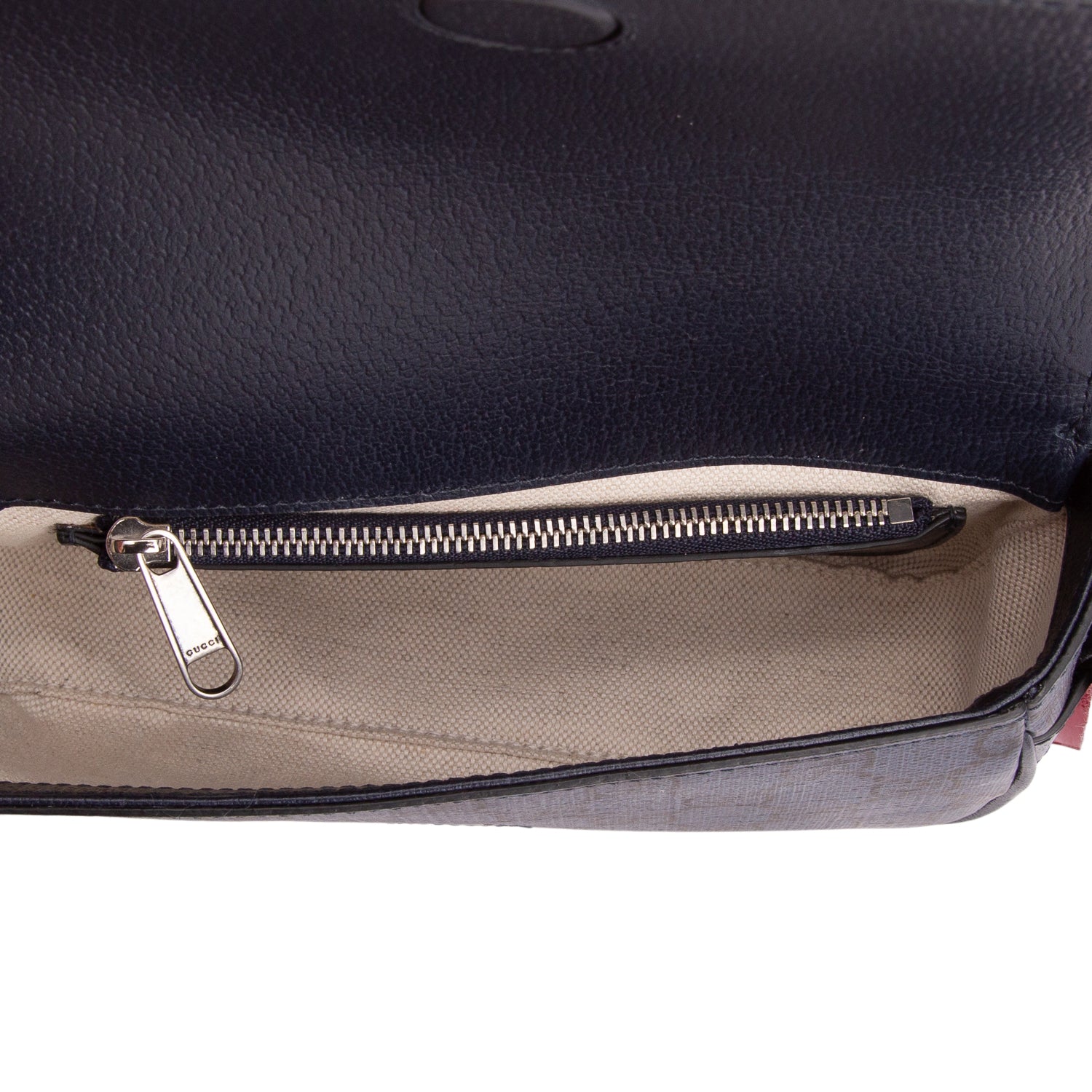 Gucci Navy GG Supreme Monogram Textured Dollar Calfskin Ophidia Mini Bag w/ Box