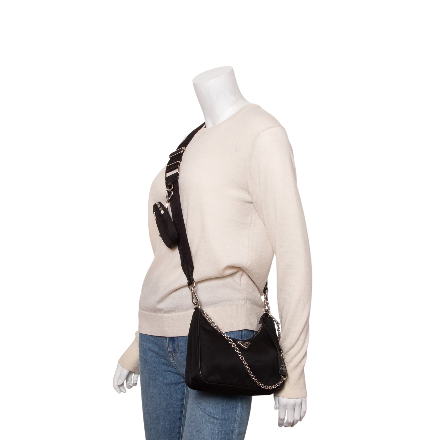 Prada Black Re-Edition 2005 Re-Nylon Bag w/ Straps