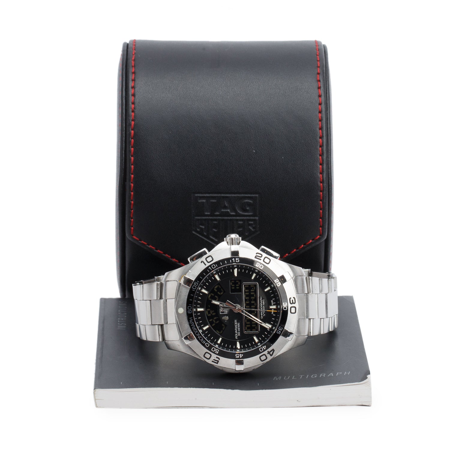 Tag Heuer Stainless Steel Aquaracer 43 mm Chronograph Quartz Digital Watch Black Dial CAF1010