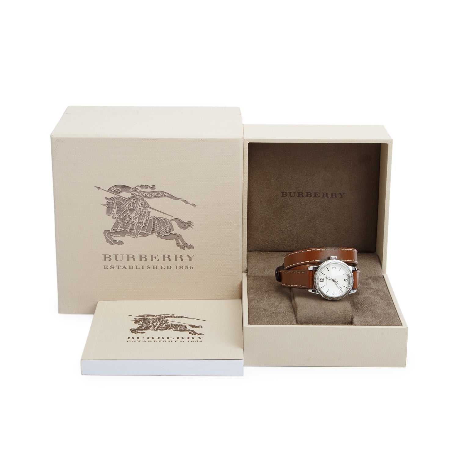 Burberry Stainless Steel BU7848 30 MM Utilitarian Double Wrap Quartz Watch White Dial w/ Box