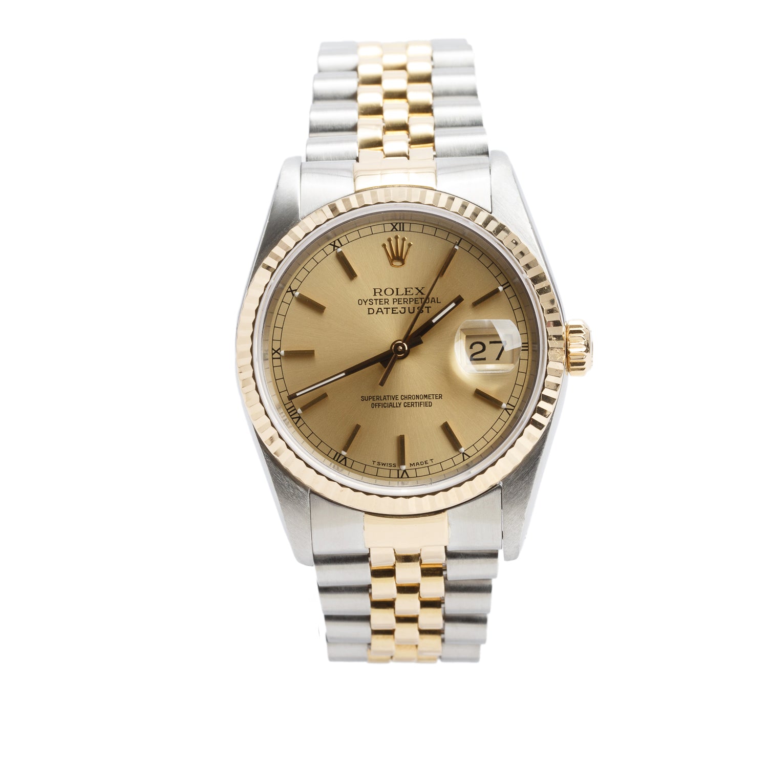 Rolex Stainless Steel & 18k Yellow Gold Datejust 36 MM Automatic Watch Gold Dial 16233